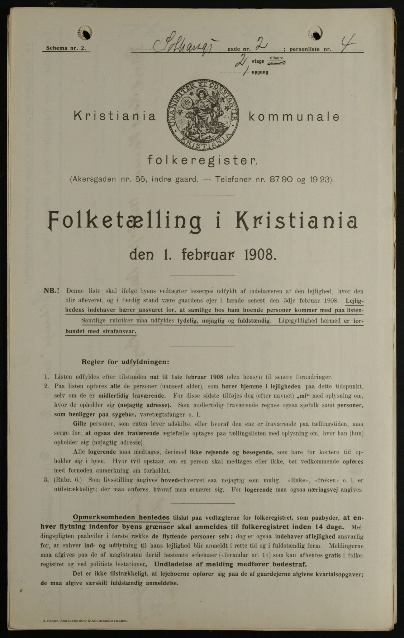 OBA, Kommunal folketelling 1.2.1908 for Kristiania kjøpstad, 1908, s. 89571