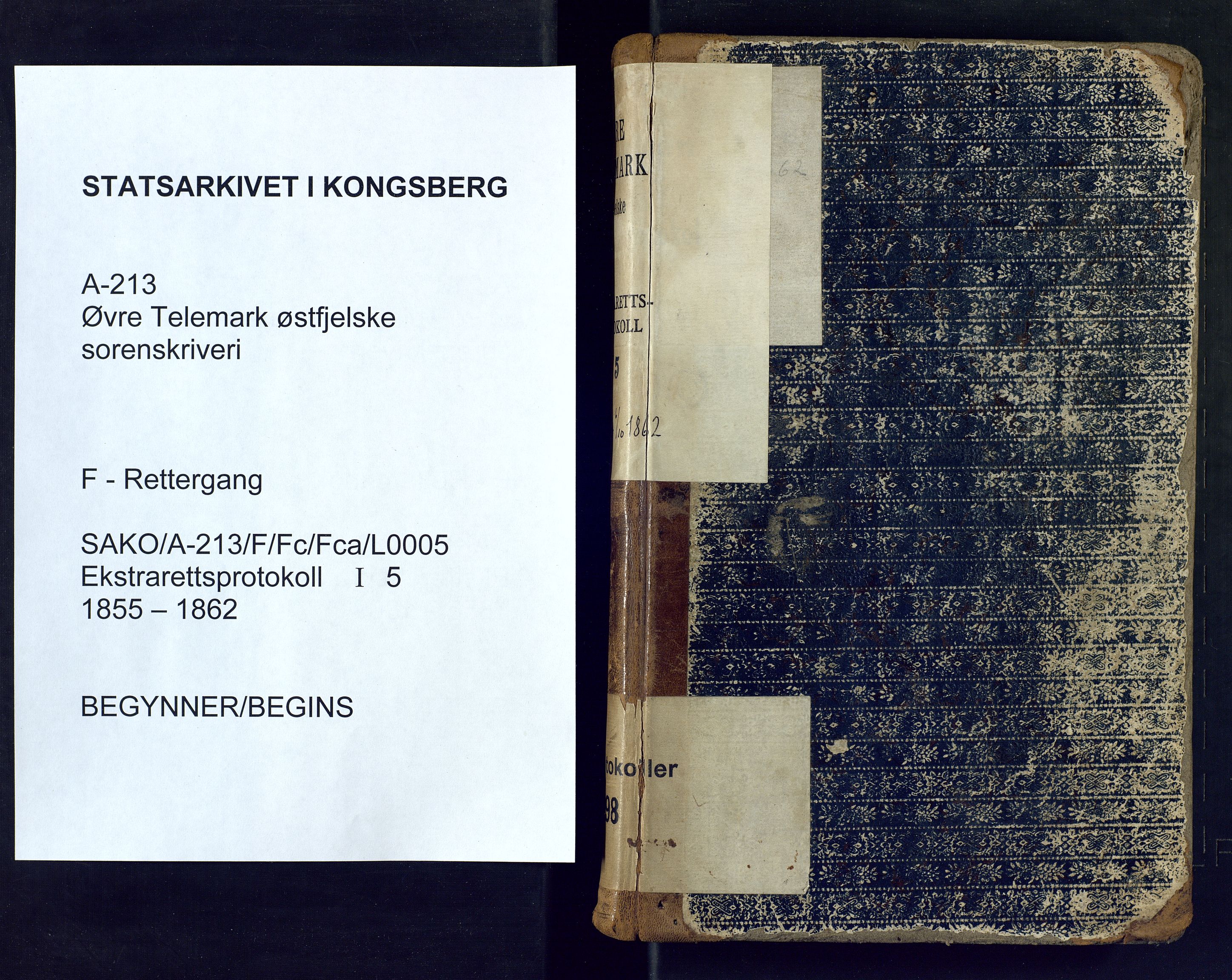 Øvre Telemark østfjelske sorenskriveri, SAKO/A-213/F/Fc/Fca/L0005: Ekstrarettsprotokoll, sivile saker, 1855-1862