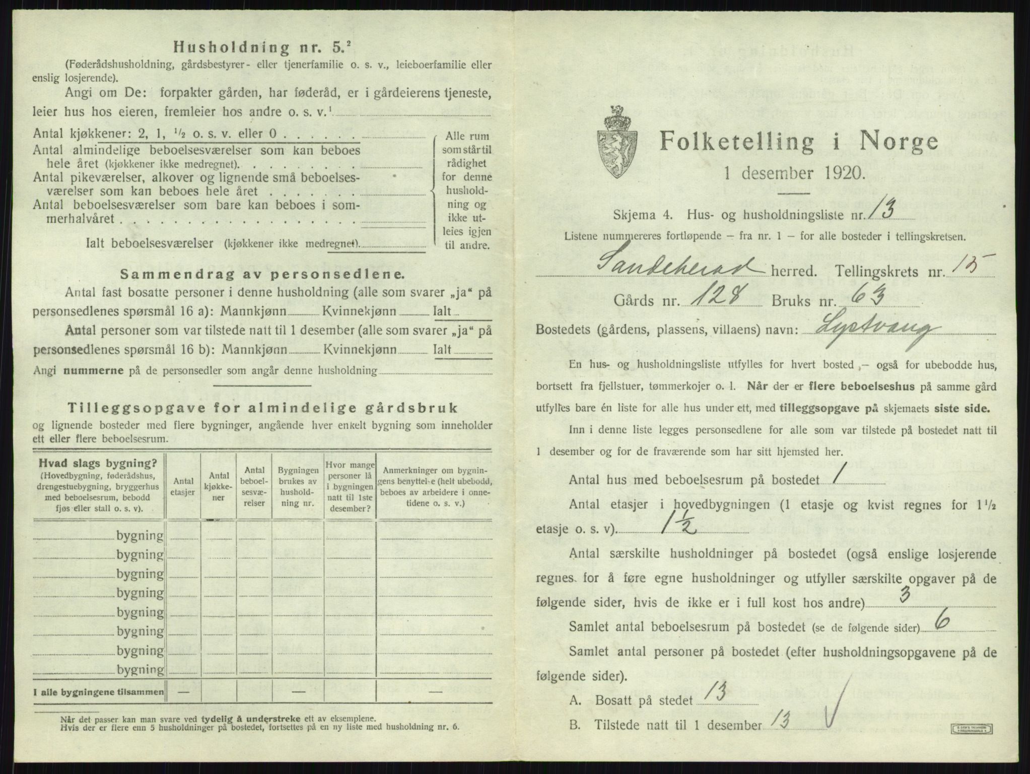 SAKO, Folketelling 1920 for 0724 Sandeherred herred, 1920, s. 3259