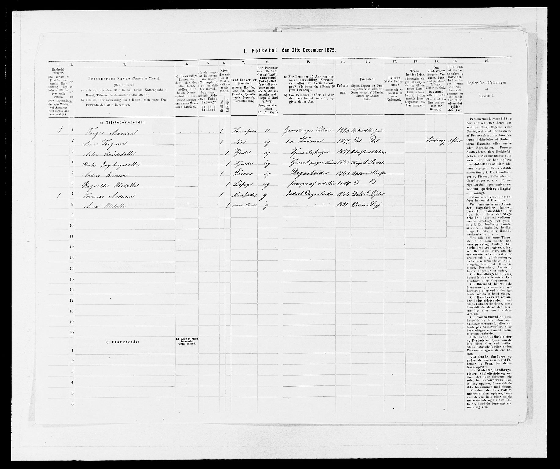 SAB, Folketelling 1875 for 1236P Vossestrand prestegjeld, 1875, s. 466