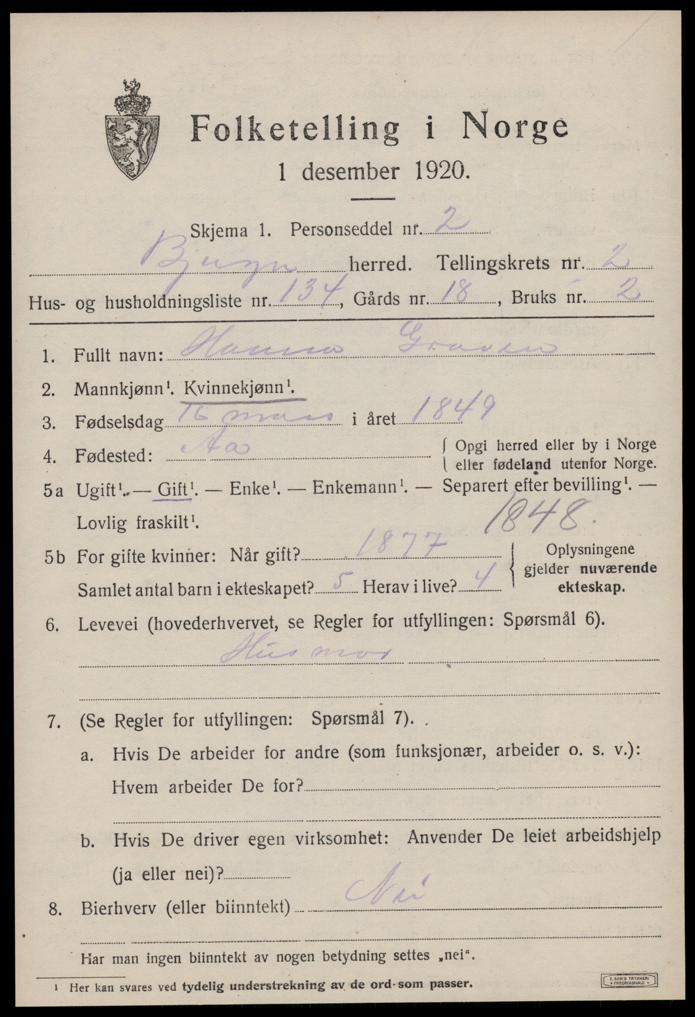 SAT, Folketelling 1920 for 1627 Bjugn herred, 1920, s. 2713