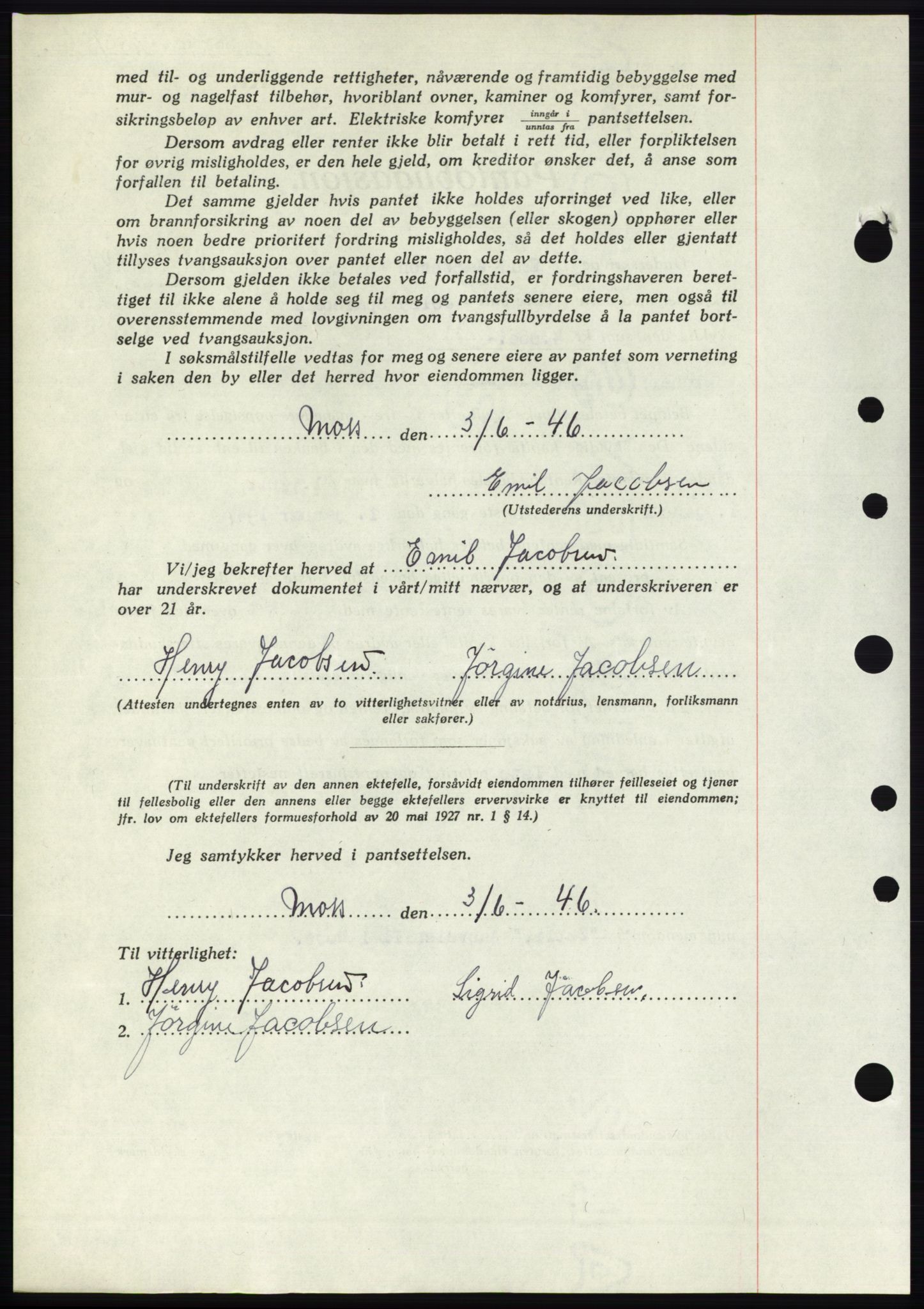 Moss sorenskriveri, AV/SAO-A-10168: Pantebok nr. B15, 1946-1946, Dagboknr: 1270/1946