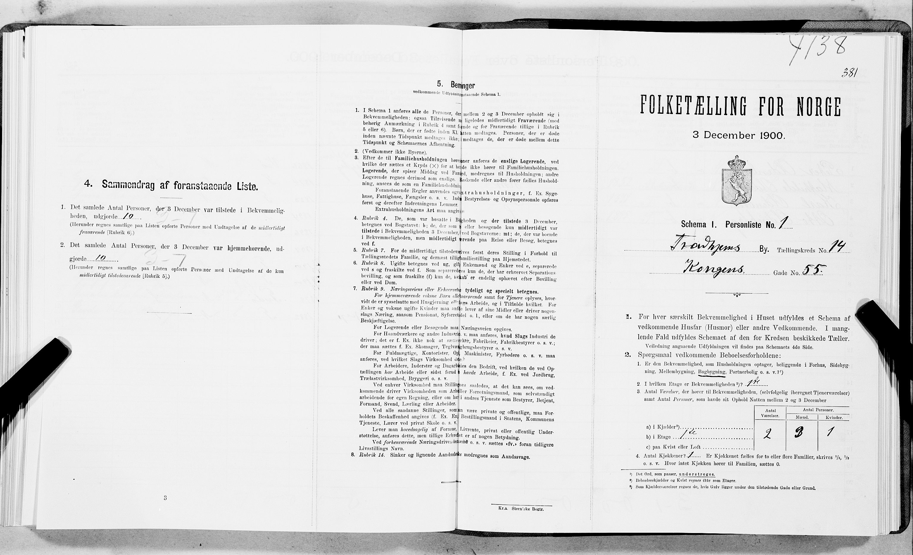 SAT, Folketelling 1900 for 1601 Trondheim kjøpstad, 1900, s. 2419