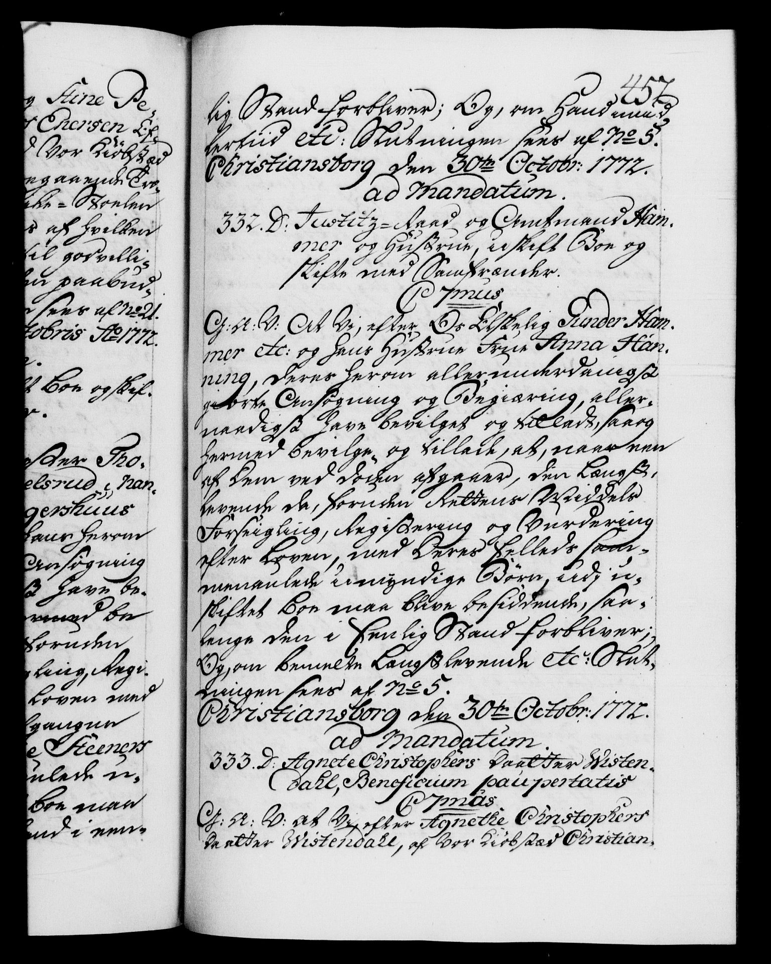 Danske Kanselli 1572-1799, RA/EA-3023/F/Fc/Fca/Fcaa/L0045: Norske registre "Norske eller 3. dept.s åpne brev, 1771-1773, s. 452a