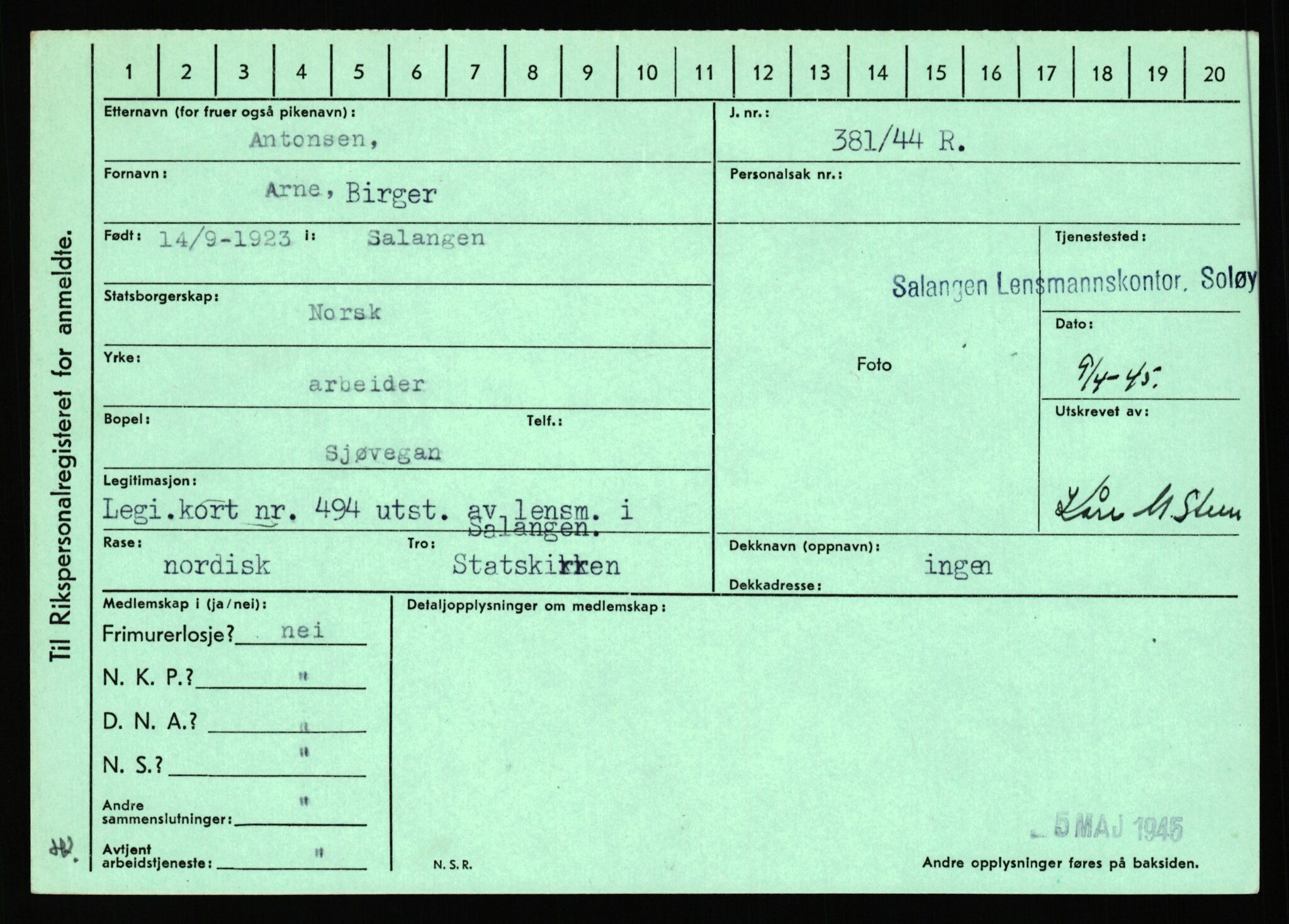 Statspolitiet - Hovedkontoret / Osloavdelingen, AV/RA-S-1329/C/Ca/L0001: Aabakken - Armann, 1943-1945, s. 4650