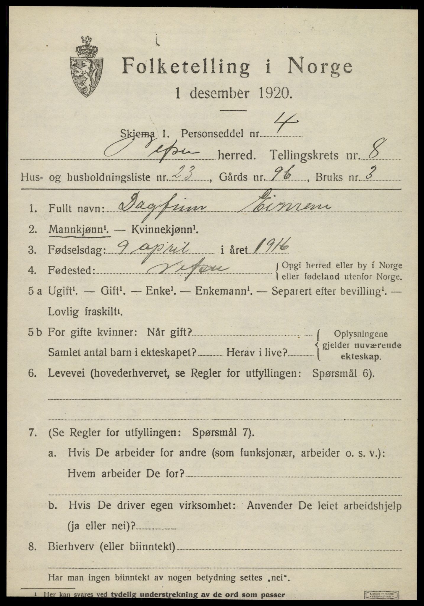 SAT, Folketelling 1920 for 1824 Vefsn herred, 1920, s. 5629