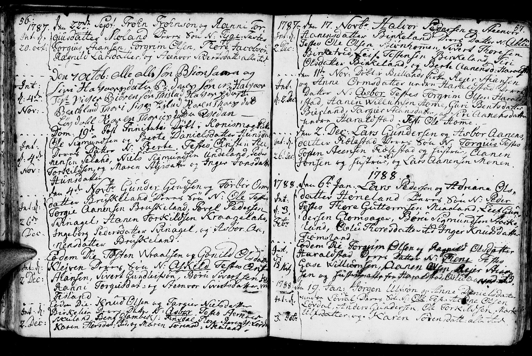 Holum sokneprestkontor, AV/SAK-1111-0022/F/Fa/Fab/L0004: Ministerialbok nr. A 4, 1774-1847, s. 56-57