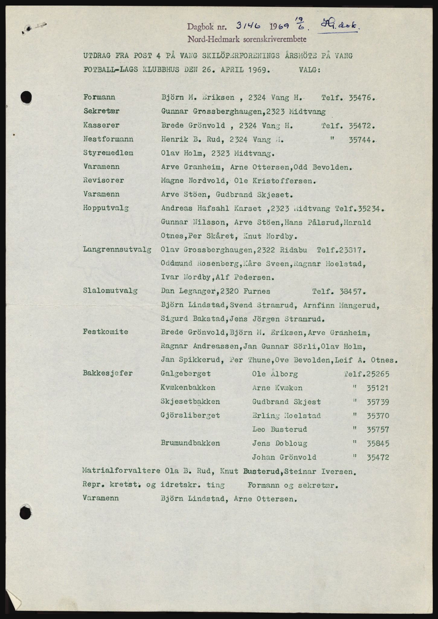 Nord-Hedmark sorenskriveri, SAH/TING-012/H/Hc/L0030: Pantebok nr. 30, 1969-1969, Dagboknr: 3146/1969