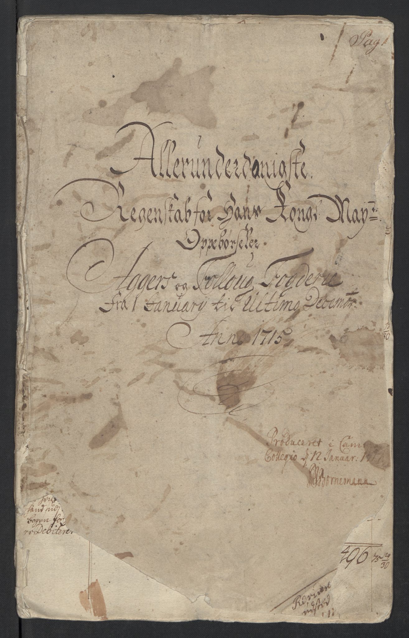Rentekammeret inntil 1814, Reviderte regnskaper, Fogderegnskap, RA/EA-4092/R10/L0453: Fogderegnskap Aker og Follo, 1715, s. 3