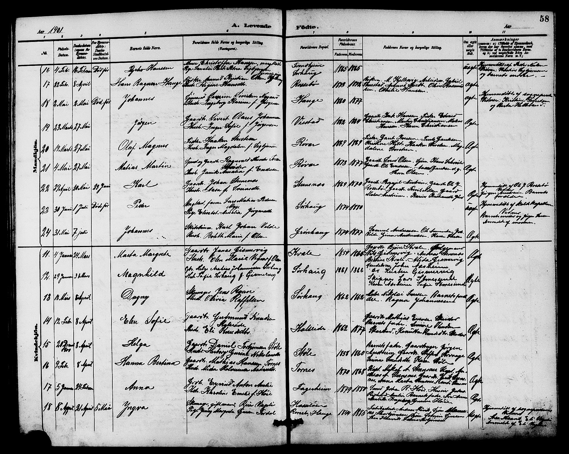 Haugesund sokneprestkontor, AV/SAST-A -101863/H/Ha/Hab/L0004: Klokkerbok nr. B 4, 1889-1905, s. 58