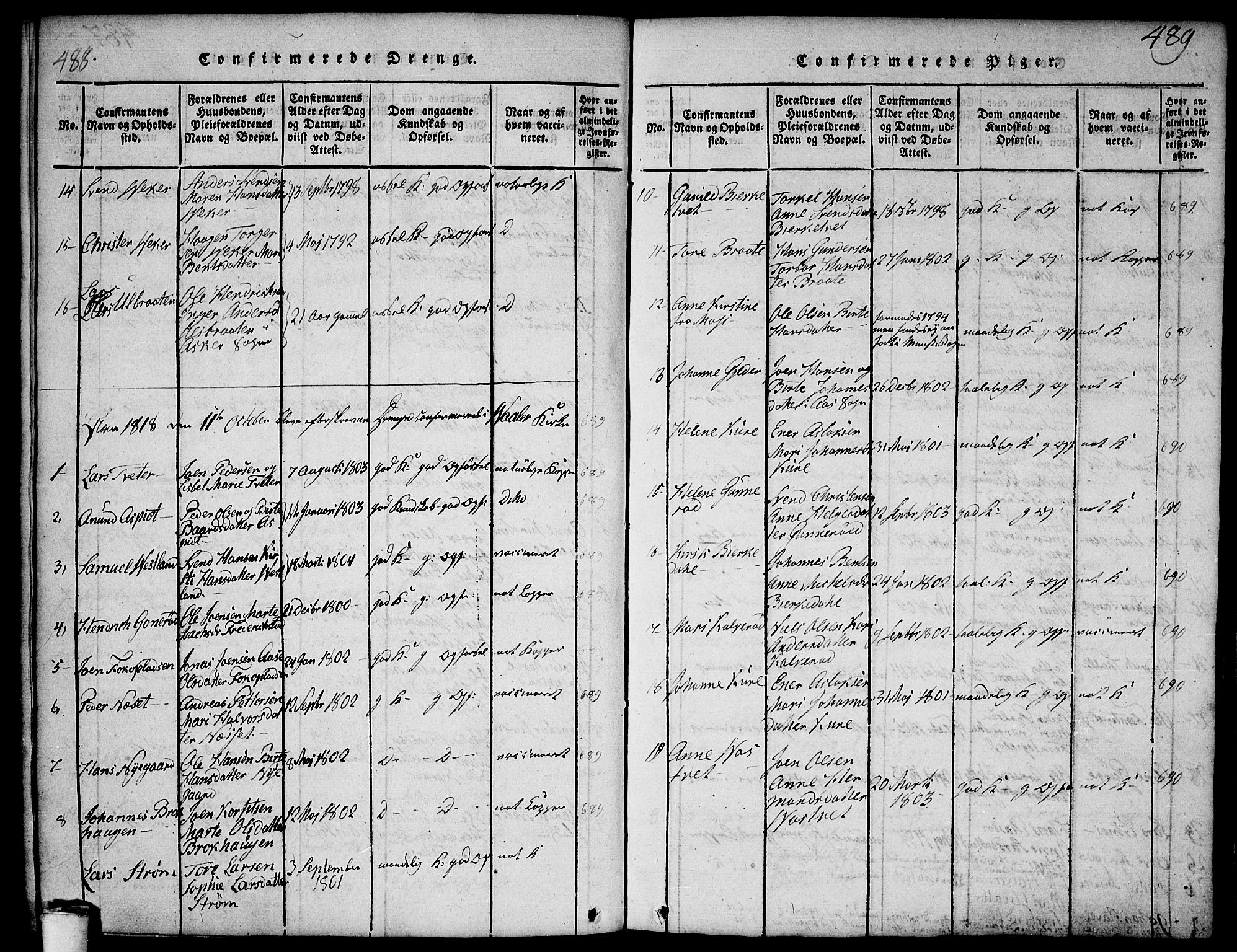 Våler prestekontor Kirkebøker, AV/SAO-A-11083/F/Fa/L0005: Ministerialbok nr. I 5, 1815-1839, s. 488-489