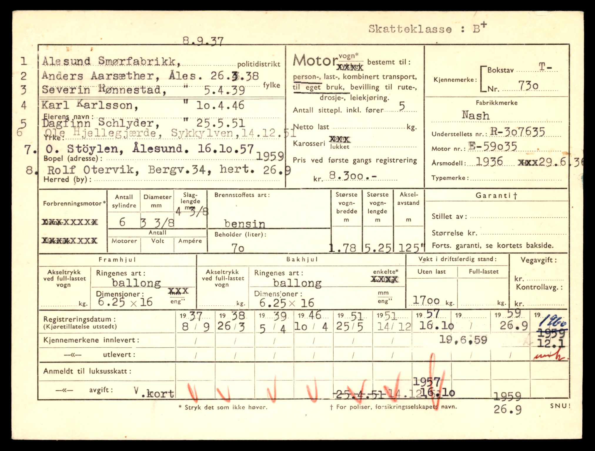 Møre og Romsdal vegkontor - Ålesund trafikkstasjon, SAT/A-4099/F/Fe/L0007: Registreringskort for kjøretøy T 651 - T 746, 1927-1998, s. 2589