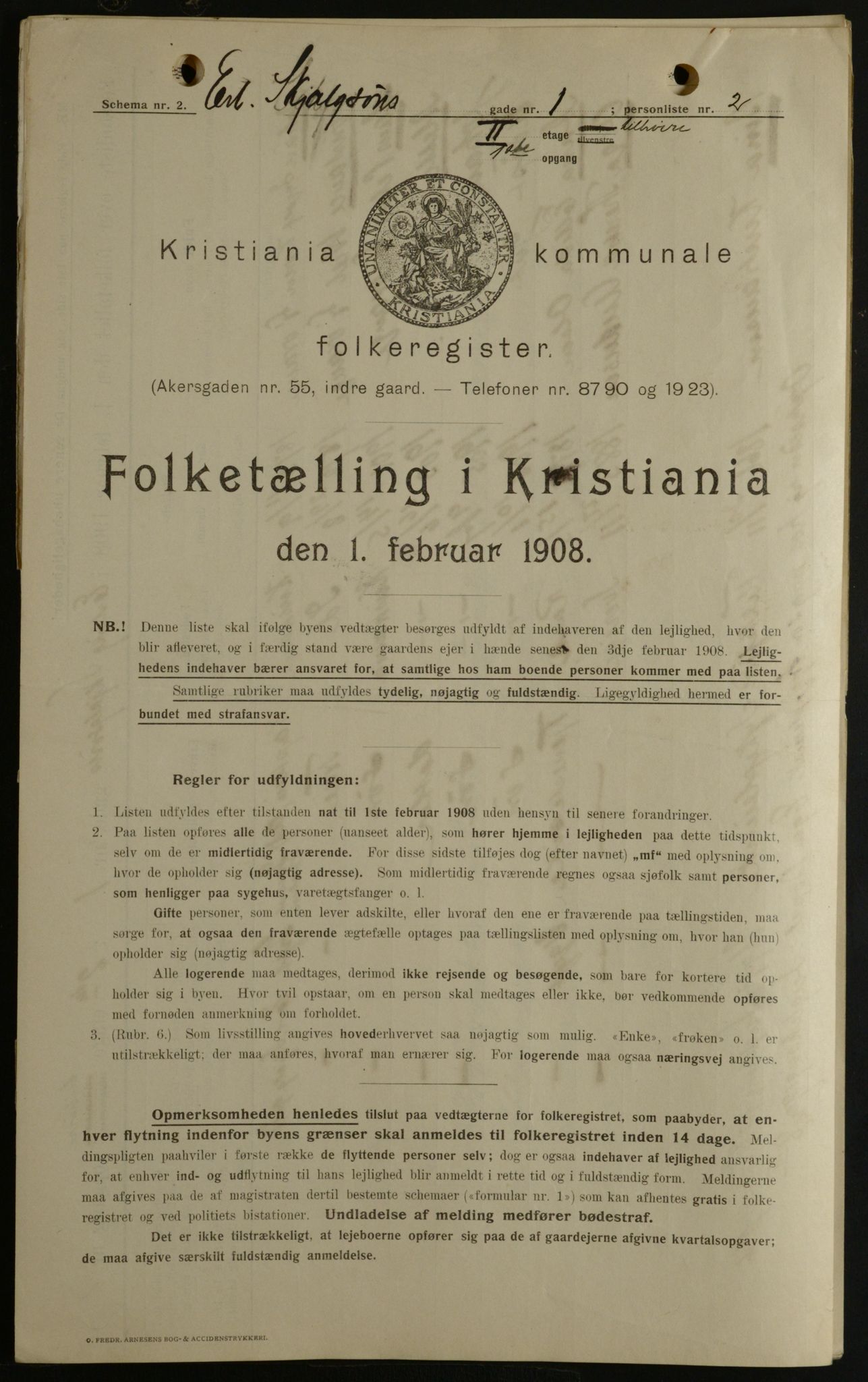 OBA, Kommunal folketelling 1.2.1908 for Kristiania kjøpstad, 1908, s. 20060