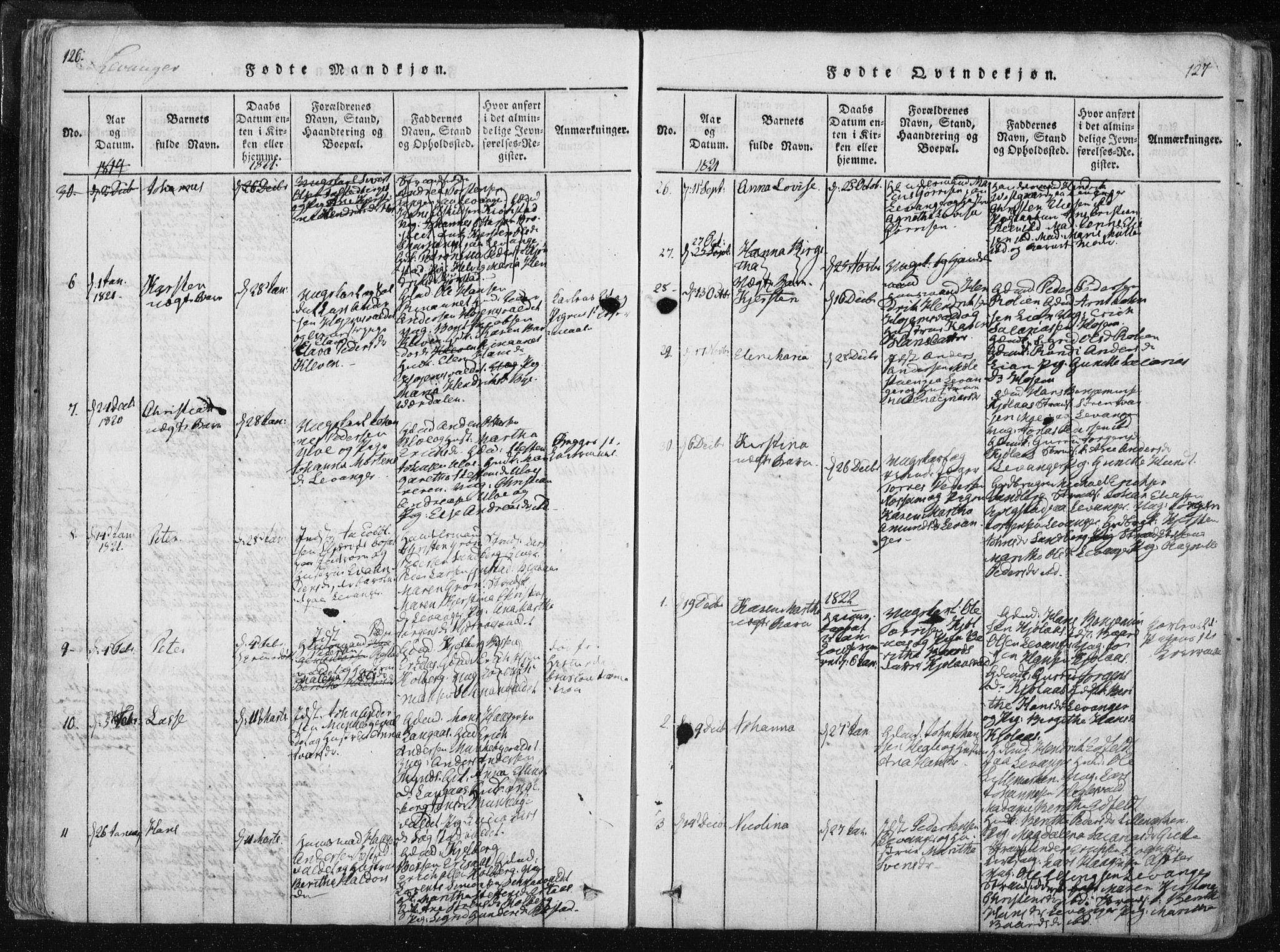 Ministerialprotokoller, klokkerbøker og fødselsregistre - Nord-Trøndelag, SAT/A-1458/717/L0148: Ministerialbok nr. 717A04 /2, 1816-1825, s. 126-127