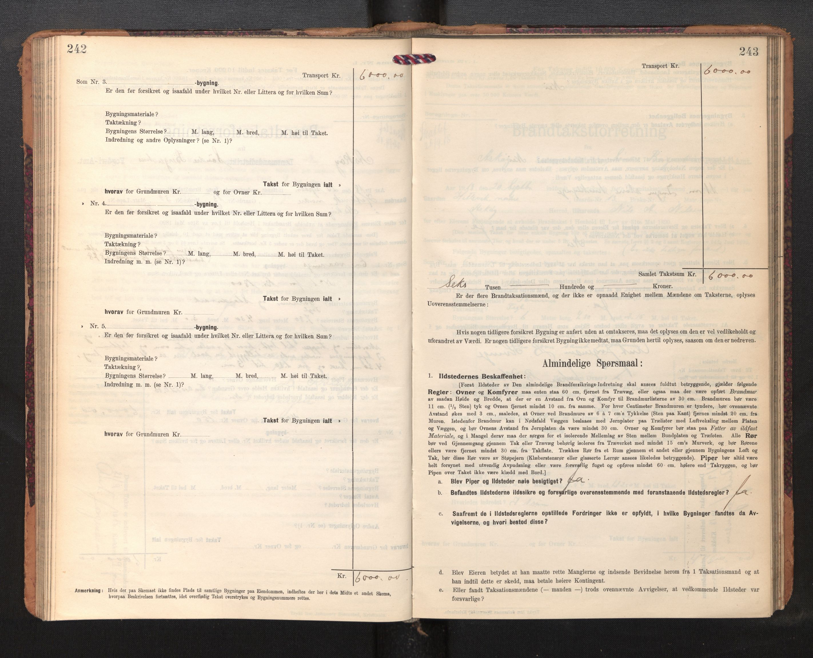 Lensmannen i Askøy, AV/SAB-A-31001/0012/L0007: Branntakstprotokoll, skjematakst, 1910-1919, s. 242-243