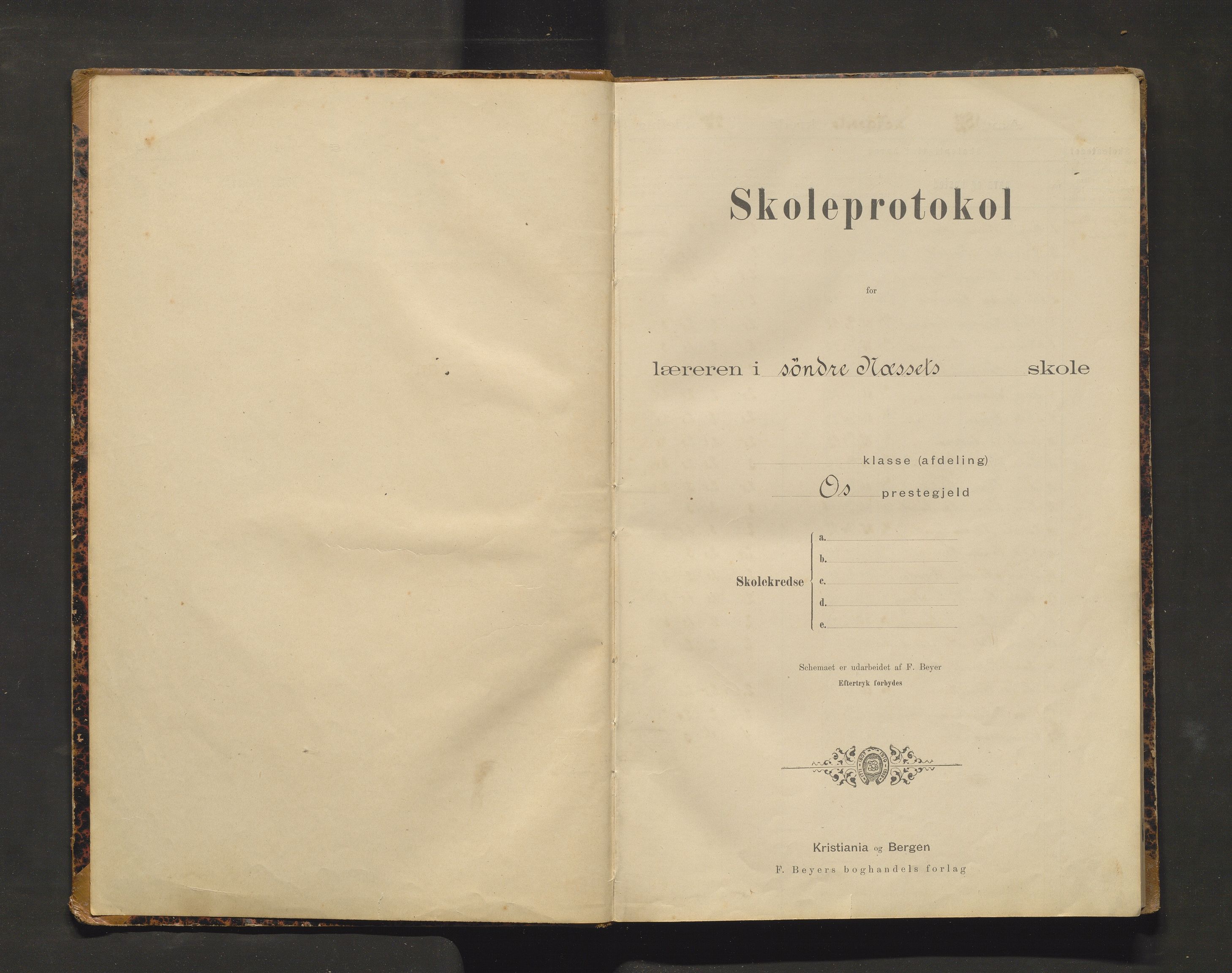 Os kommune. Barneskulane, IKAH/1243-231/F/Fk/L0001: Skuleprotokoll for Søre Neset skule, 1895-1927