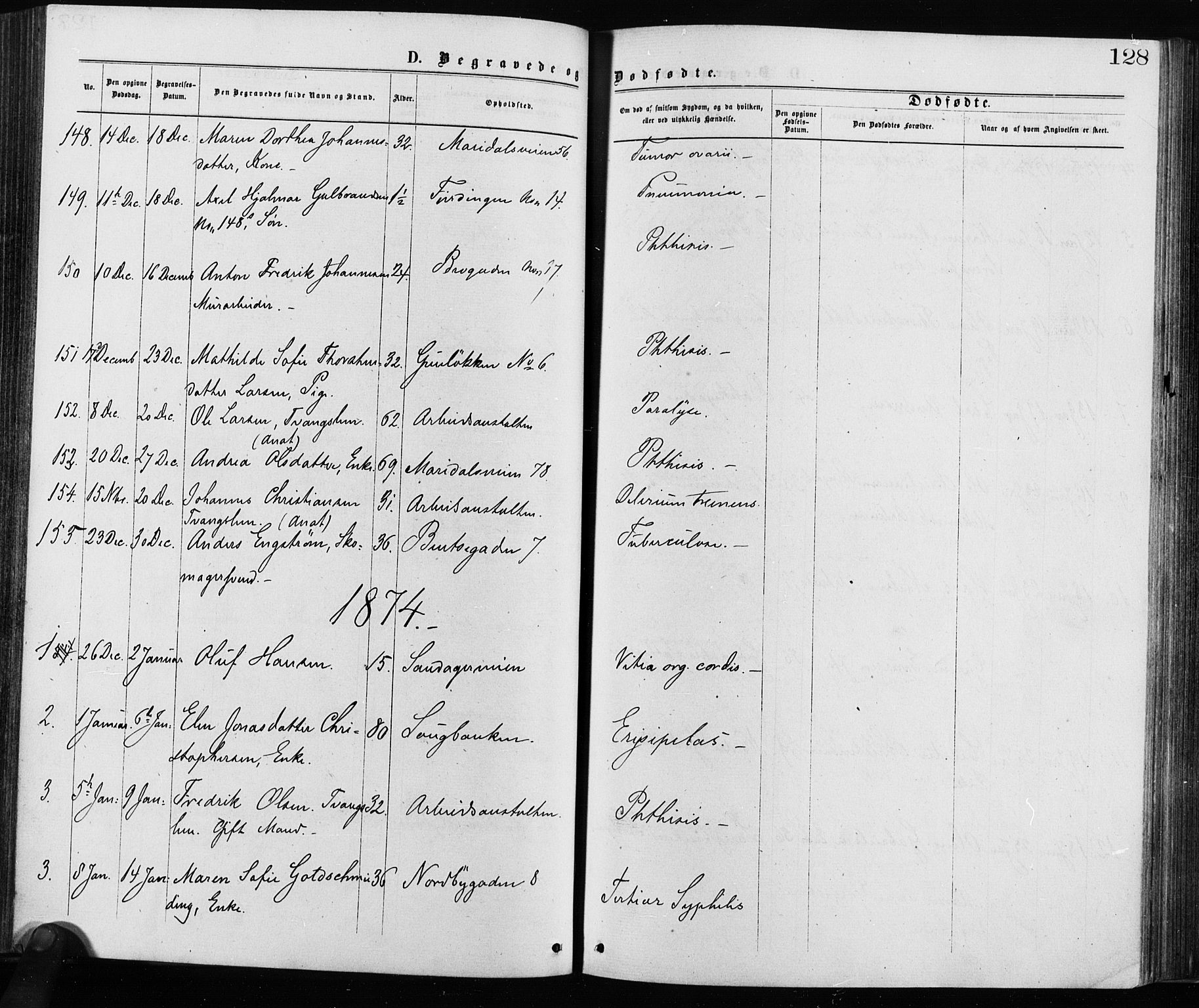 Krohgstøtten sykehusprest Kirkebøker, AV/SAO-A-10854/F/Fa/L0002: Ministerialbok nr. 2, 1873-1932, s. 128