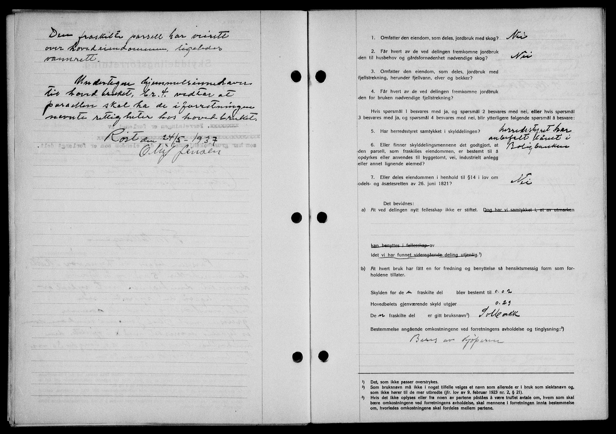 Lofoten sorenskriveri, SAT/A-0017/1/2/2C/L0002a: Pantebok nr. 2a, 1937-1937, Dagboknr: 948/1937