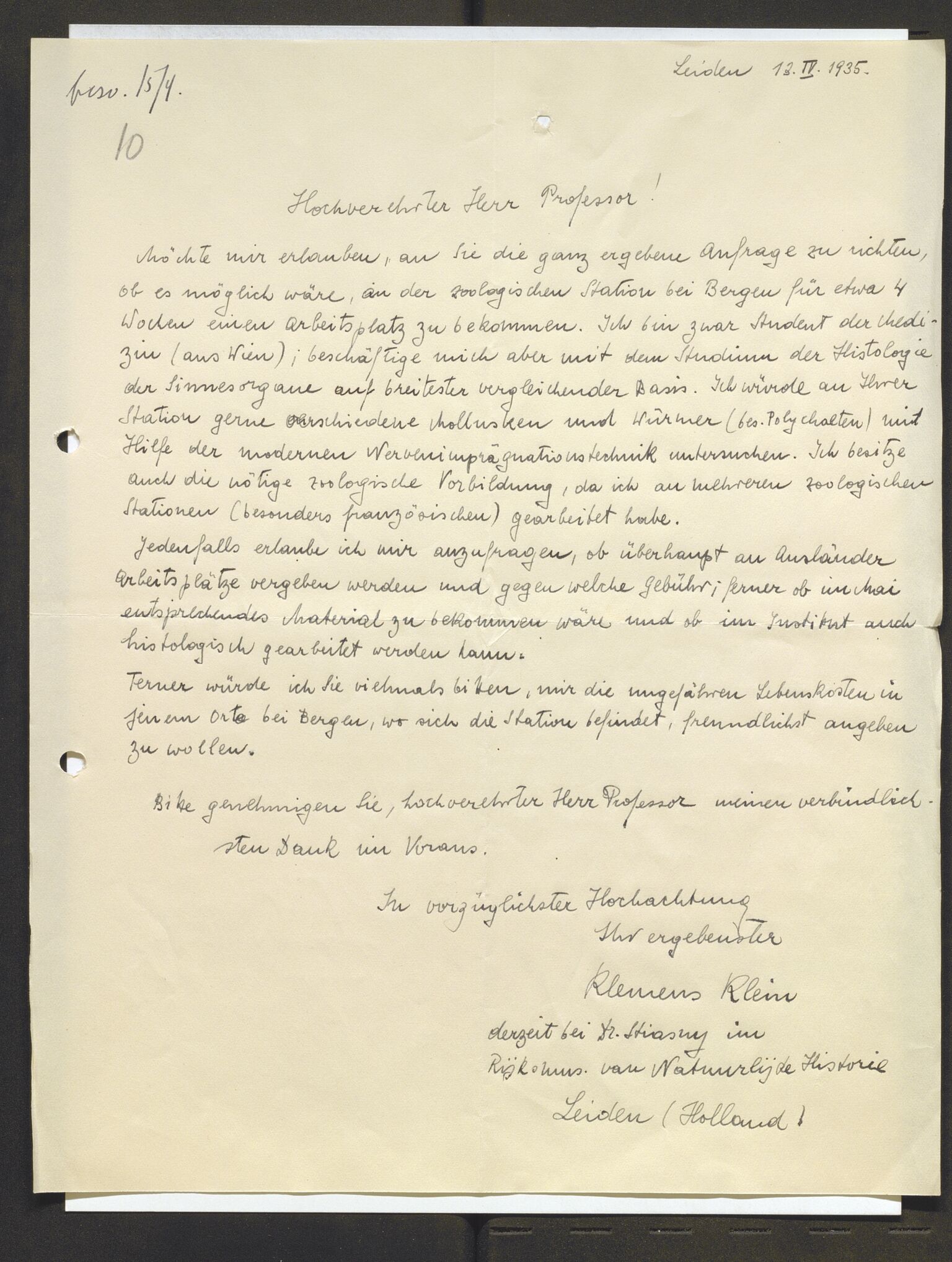 Bergens Museum, AV/SAB-A-17301/13/D/L0002: Korrespondanse , 1928-1940, s. 623