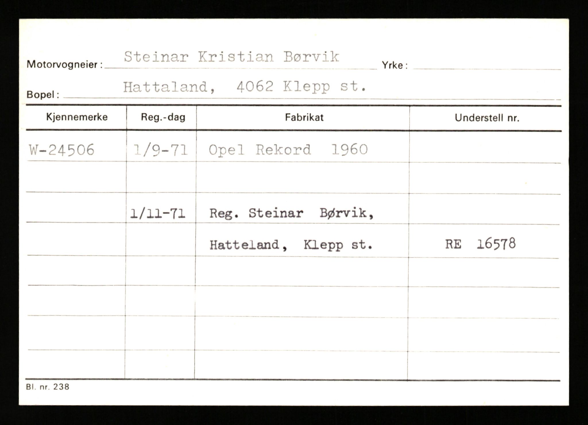 Stavanger trafikkstasjon, SAST/A-101942/0/G/L0005: Registreringsnummer: 23000 - 34245, 1930-1971, s. 397