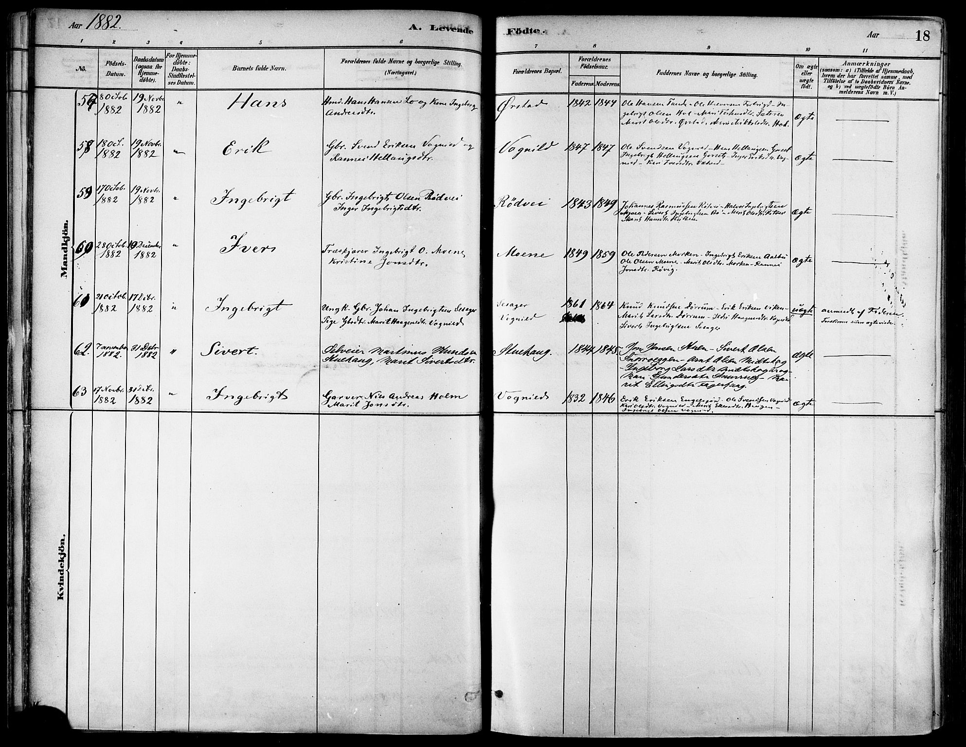 Ministerialprotokoller, klokkerbøker og fødselsregistre - Sør-Trøndelag, AV/SAT-A-1456/678/L0901: Ministerialbok nr. 678A10, 1881-1894, s. 18