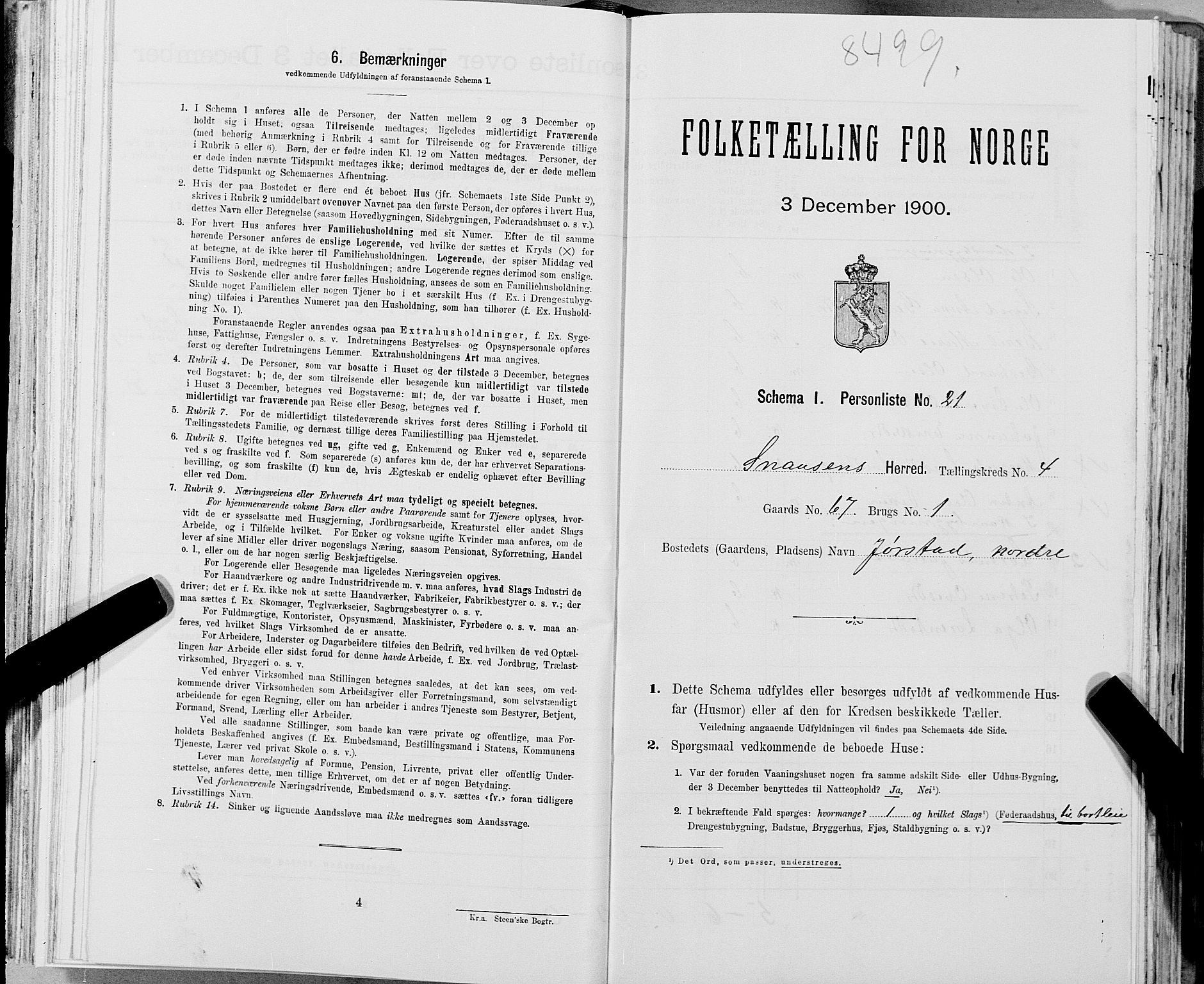 SAT, Folketelling 1900 for 1736 Snåsa herred, 1900, s. 900