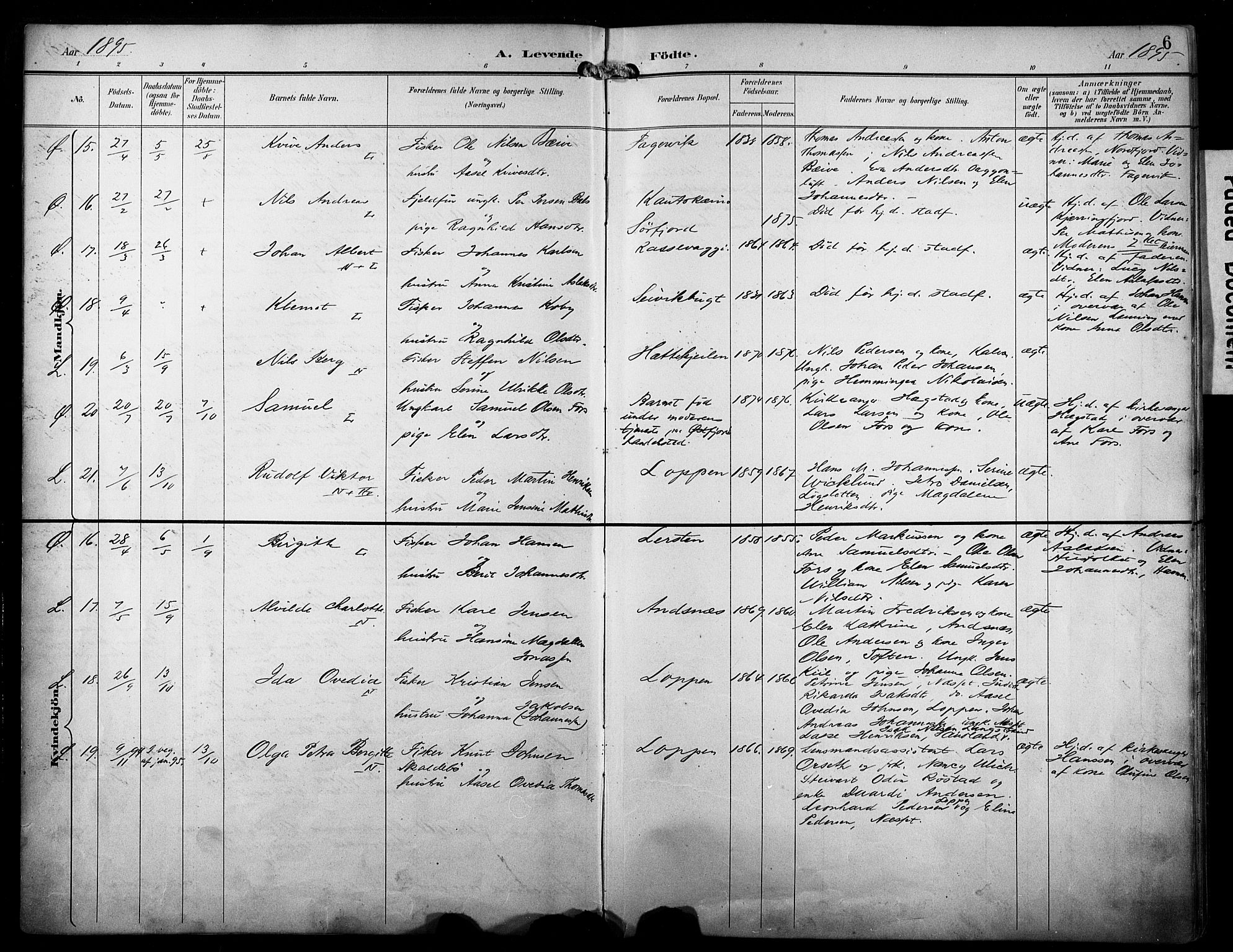Loppa sokneprestkontor, AV/SATØ-S-1339/H/Ha/L0009kirke: Ministerialbok nr. 9, 1895-1909, s. 6