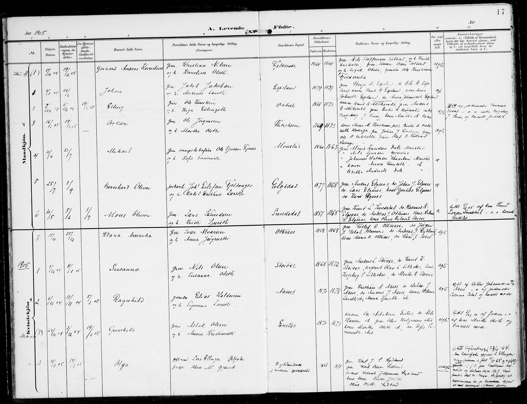 Alversund Sokneprestembete, AV/SAB-A-73901/H/Ha/Haa/Haad/L0004: Ministerialbok nr. D 4, 1898-1926, s. 17