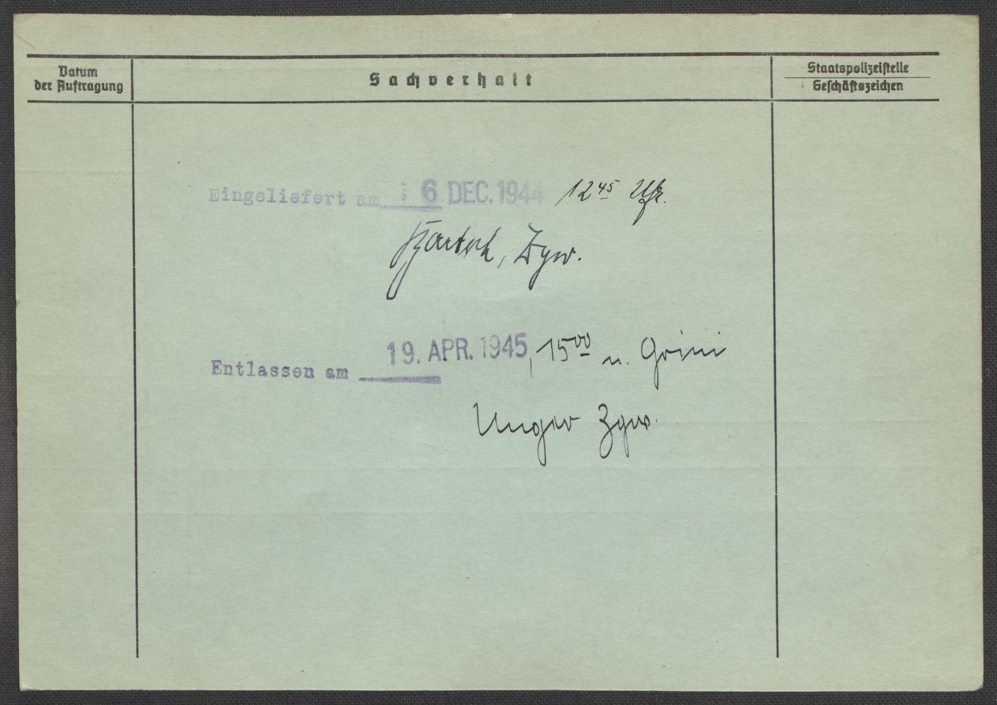 Befehlshaber der Sicherheitspolizei und des SD, RA/RAFA-5969/E/Ea/Eaa/L0010: Register over norske fanger i Møllergata 19: Sø-Å, 1940-1945, s. 1209