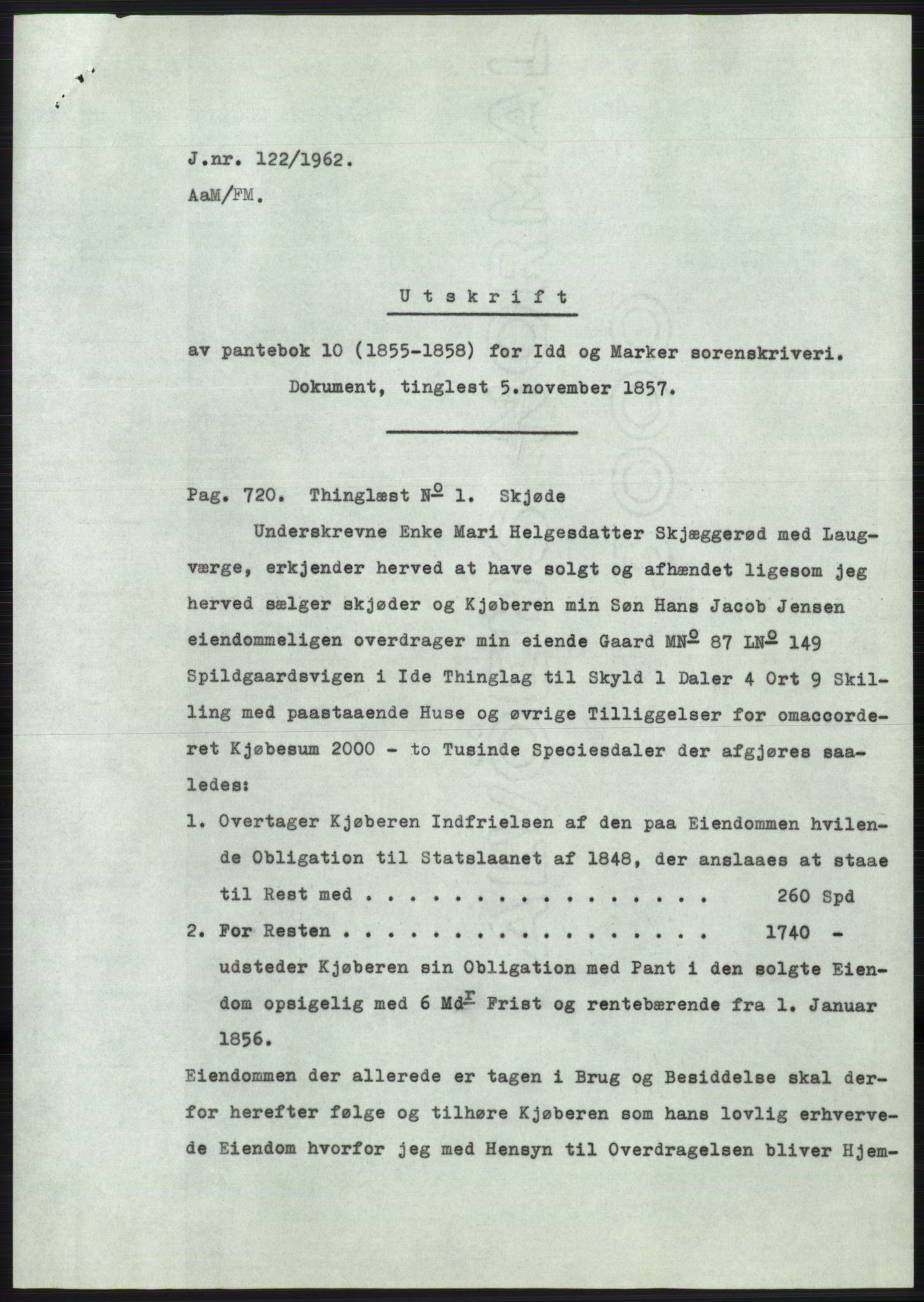 Statsarkivet i Oslo, SAO/A-10621/Z/Zd/L0015: Avskrifter, j.nr 2-699/1962, 1962, s. 60