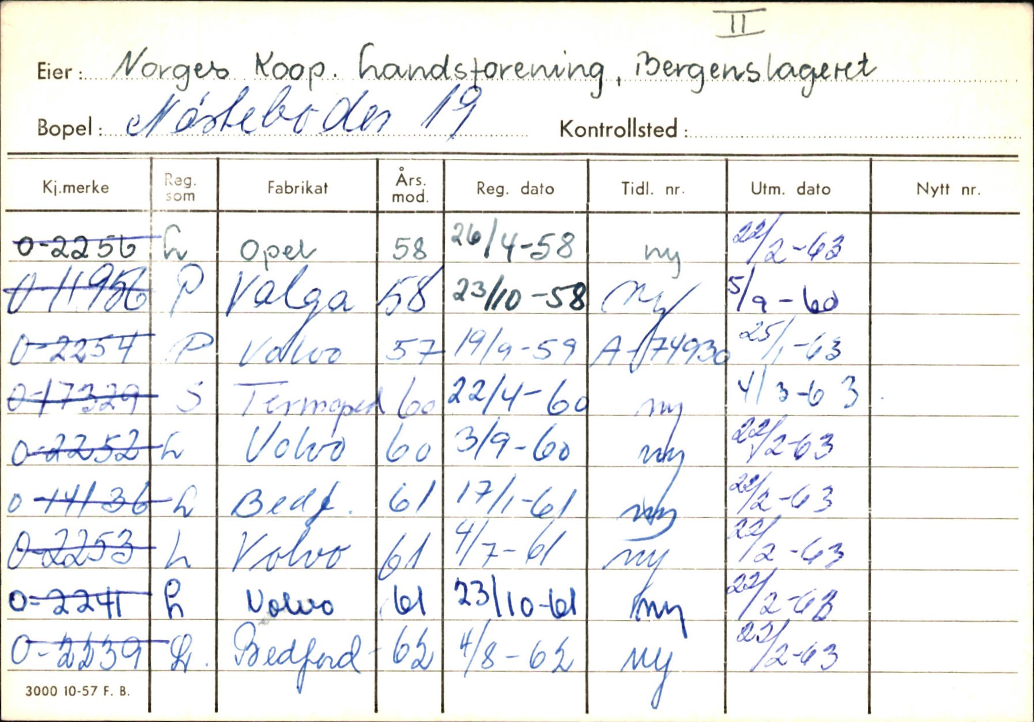 Statens vegvesen, Hordaland vegkontor, AV/SAB-A-5201/2/Hb/L0026: O-eierkort N-O, 1920-1971, s. 5