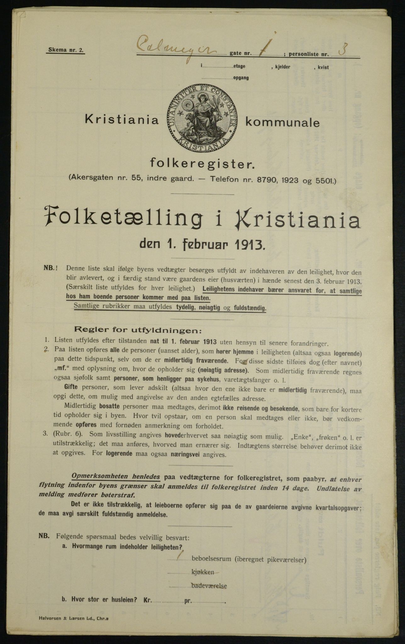 OBA, Kommunal folketelling 1.2.1913 for Kristiania, 1913, s. 11395