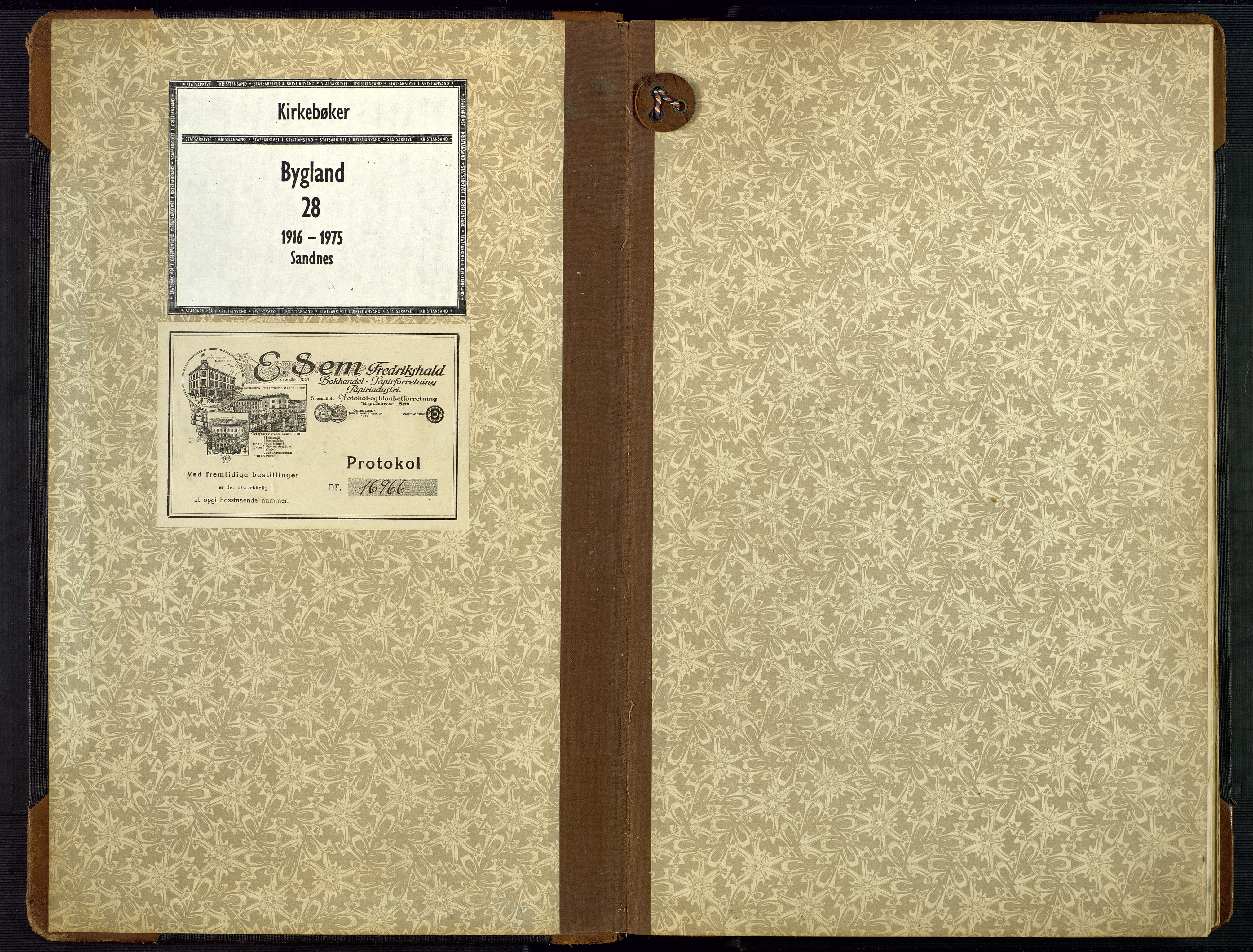 Bygland sokneprestkontor, AV/SAK-1111-0006/F/Fb/Fbc/L0003: Klokkerbok nr. B 3, 1916-1975