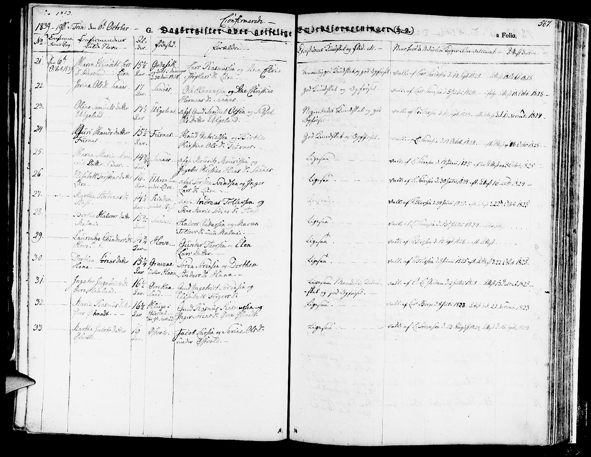 Høyland sokneprestkontor, AV/SAST-A-101799/001/30BA/L0007: Ministerialbok nr. A 7 /1, 1825-1841, s. 567