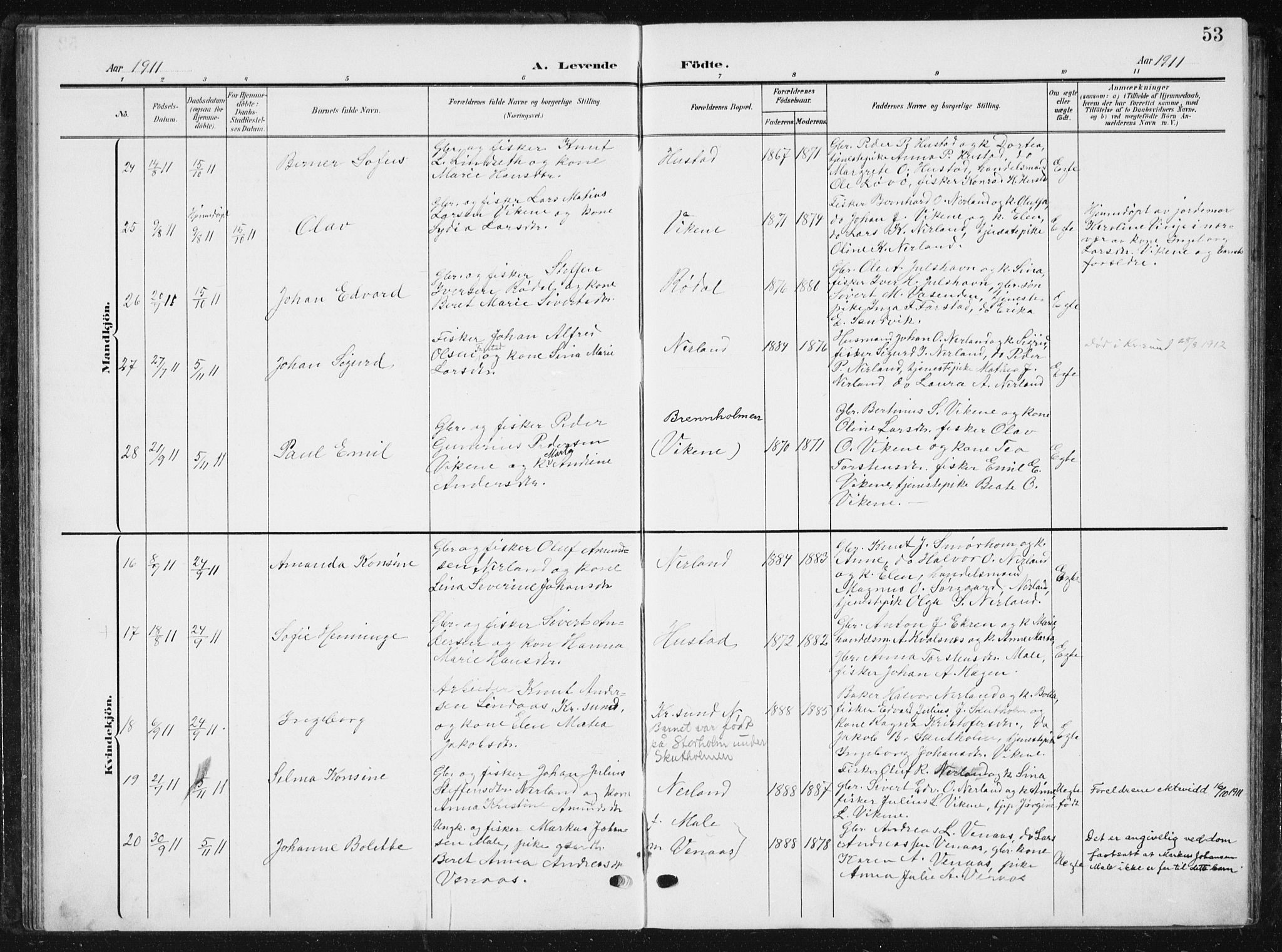 Ministerialprotokoller, klokkerbøker og fødselsregistre - Møre og Romsdal, AV/SAT-A-1454/567/L0784: Klokkerbok nr. 567C04, 1903-1938, s. 53