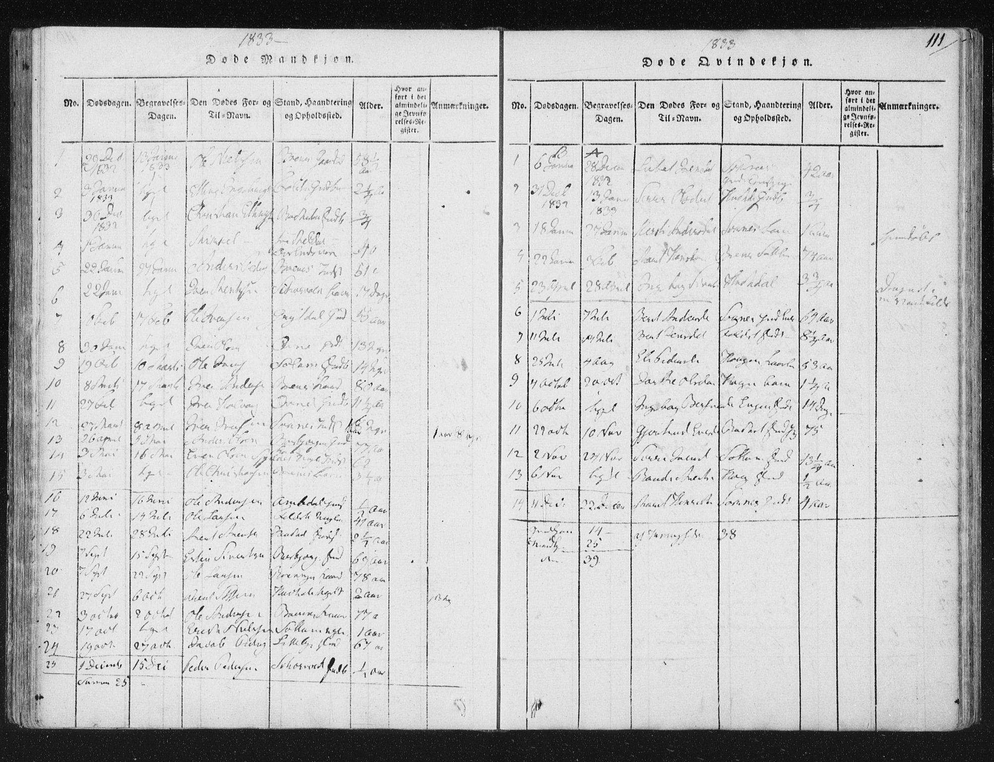Ministerialprotokoller, klokkerbøker og fødselsregistre - Sør-Trøndelag, AV/SAT-A-1456/687/L0996: Ministerialbok nr. 687A04, 1816-1842, s. 111