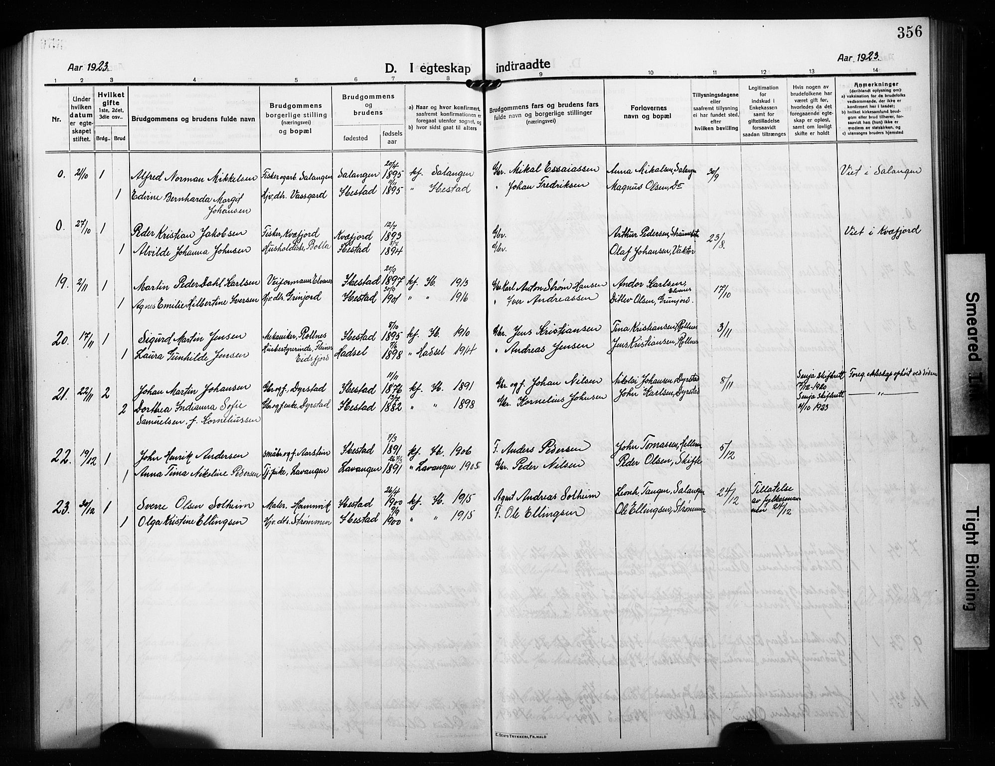 Ibestad sokneprestembete, AV/SATØ-S-0077/H/Ha/Hab/L0010klokker: Klokkerbok nr. 10, 1915-1929, s. 356