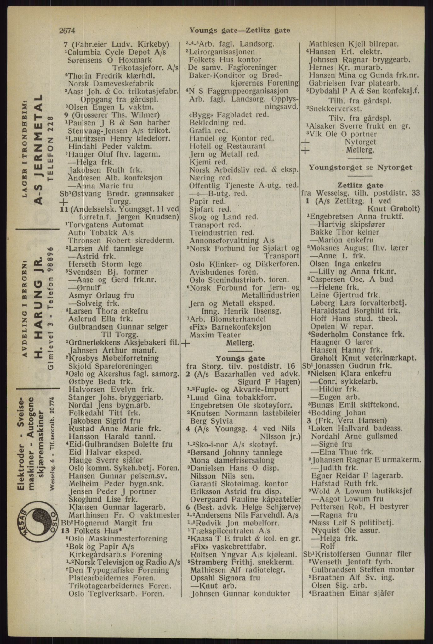 Kristiania/Oslo adressebok, PUBL/-, 1944, s. 2674