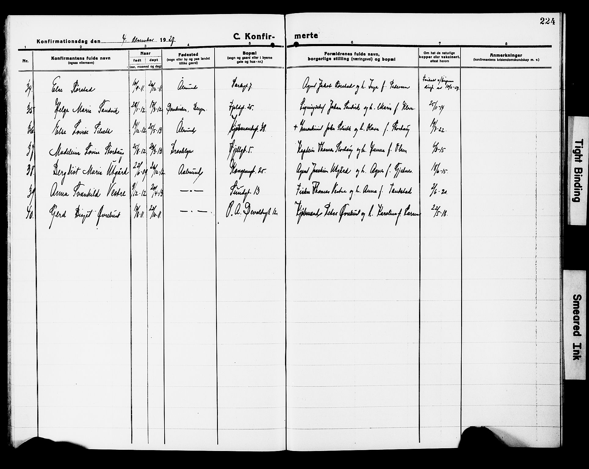 Ministerialprotokoller, klokkerbøker og fødselsregistre - Møre og Romsdal, AV/SAT-A-1454/529/L0472: Klokkerbok nr. 529C09, 1917-1929, s. 224