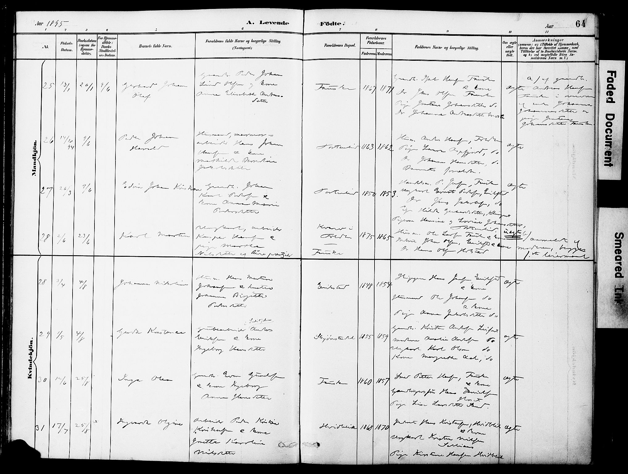 Ministerialprotokoller, klokkerbøker og fødselsregistre - Nordland, AV/SAT-A-1459/849/L0690: Ministerialbok nr. 849A02, 1890-1897, s. 64