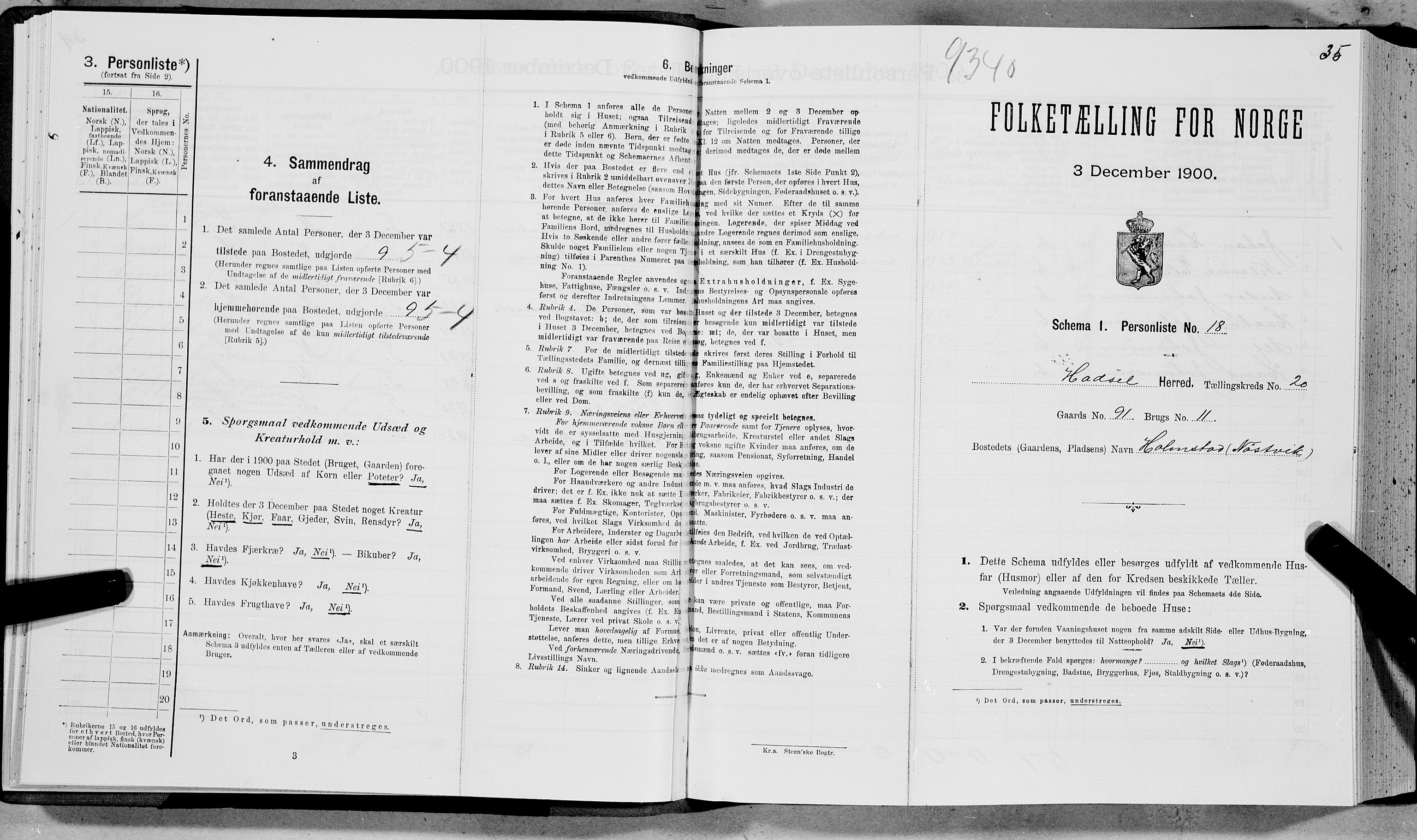 SAT, Folketelling 1900 for 1866 Hadsel herred, 1900, s. 1930