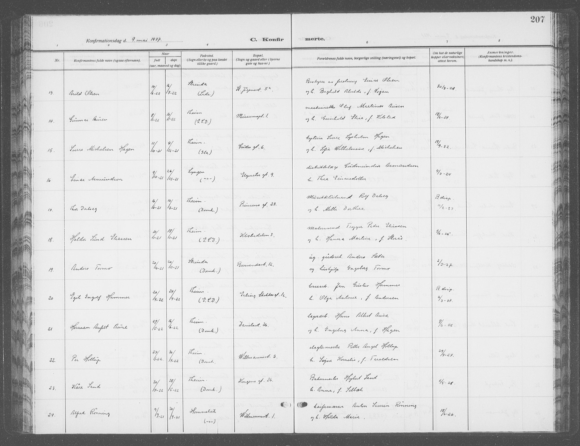 Ministerialprotokoller, klokkerbøker og fødselsregistre - Sør-Trøndelag, AV/SAT-A-1456/601/L0099: Klokkerbok nr. 601C17, 1928-1941, s. 207