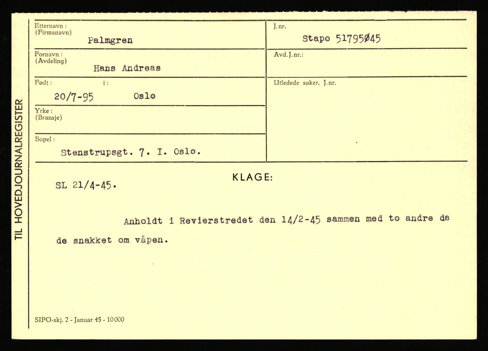 Statspolitiet - Hovedkontoret / Osloavdelingen, AV/RA-S-1329/C/Ca/L0012: Oanæs - Quistgaard	, 1943-1945, s. 2899