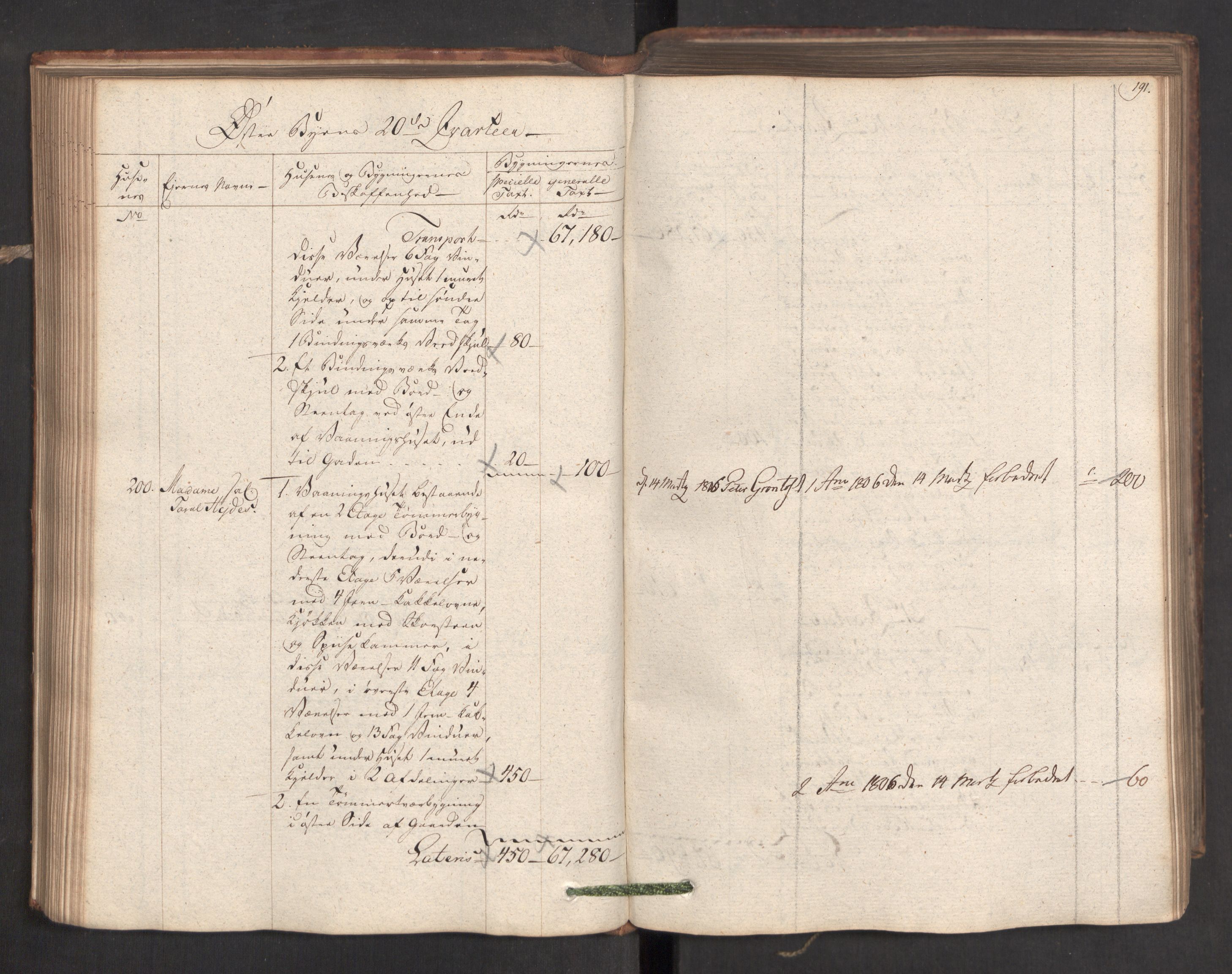 Kommersekollegiet, Brannforsikringskontoret 1767-1814, AV/RA-EA-5458/F/Fa/L0019/0001: Kristiansand / Branntakstprotokoll, 1797, s. 191