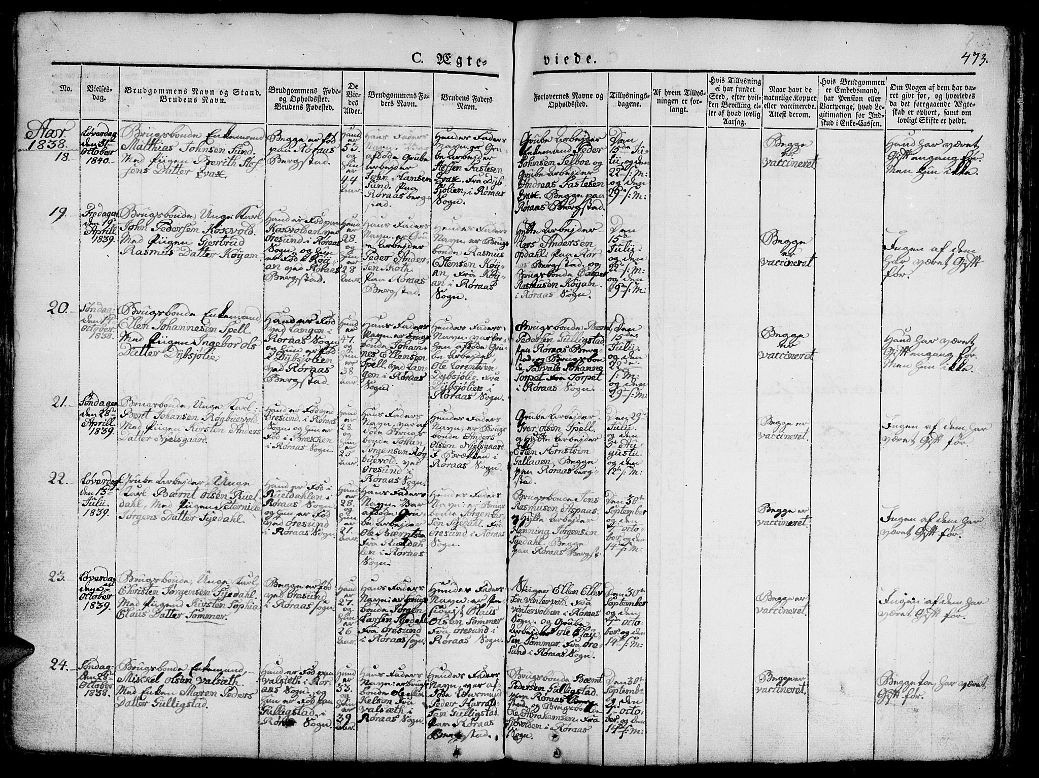 Ministerialprotokoller, klokkerbøker og fødselsregistre - Sør-Trøndelag, AV/SAT-A-1456/681/L0939: Klokkerbok nr. 681C03, 1829-1855, s. 473