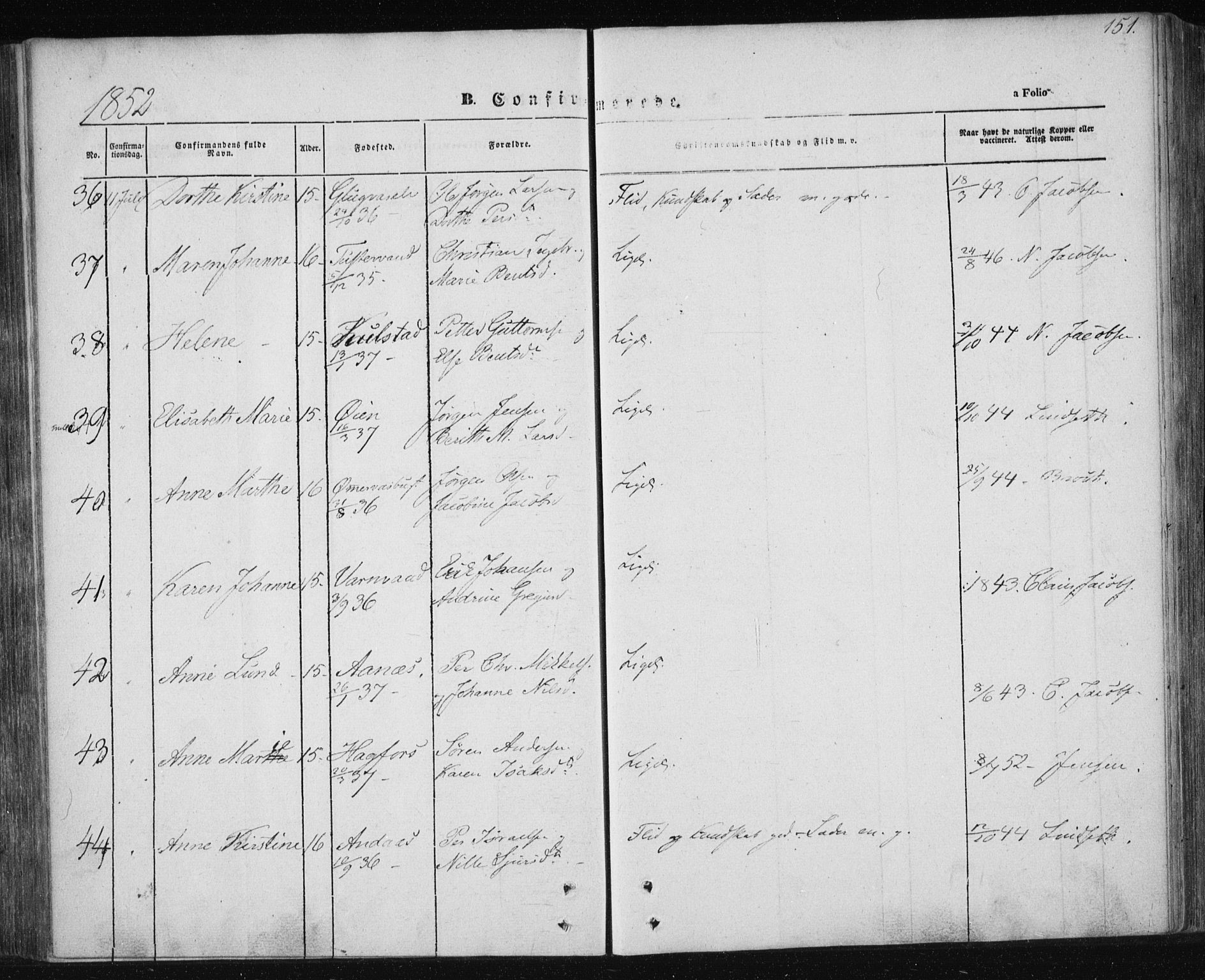 Ministerialprotokoller, klokkerbøker og fødselsregistre - Nordland, AV/SAT-A-1459/820/L0291: Ministerialbok nr. 820A12, 1846-1854, s. 151