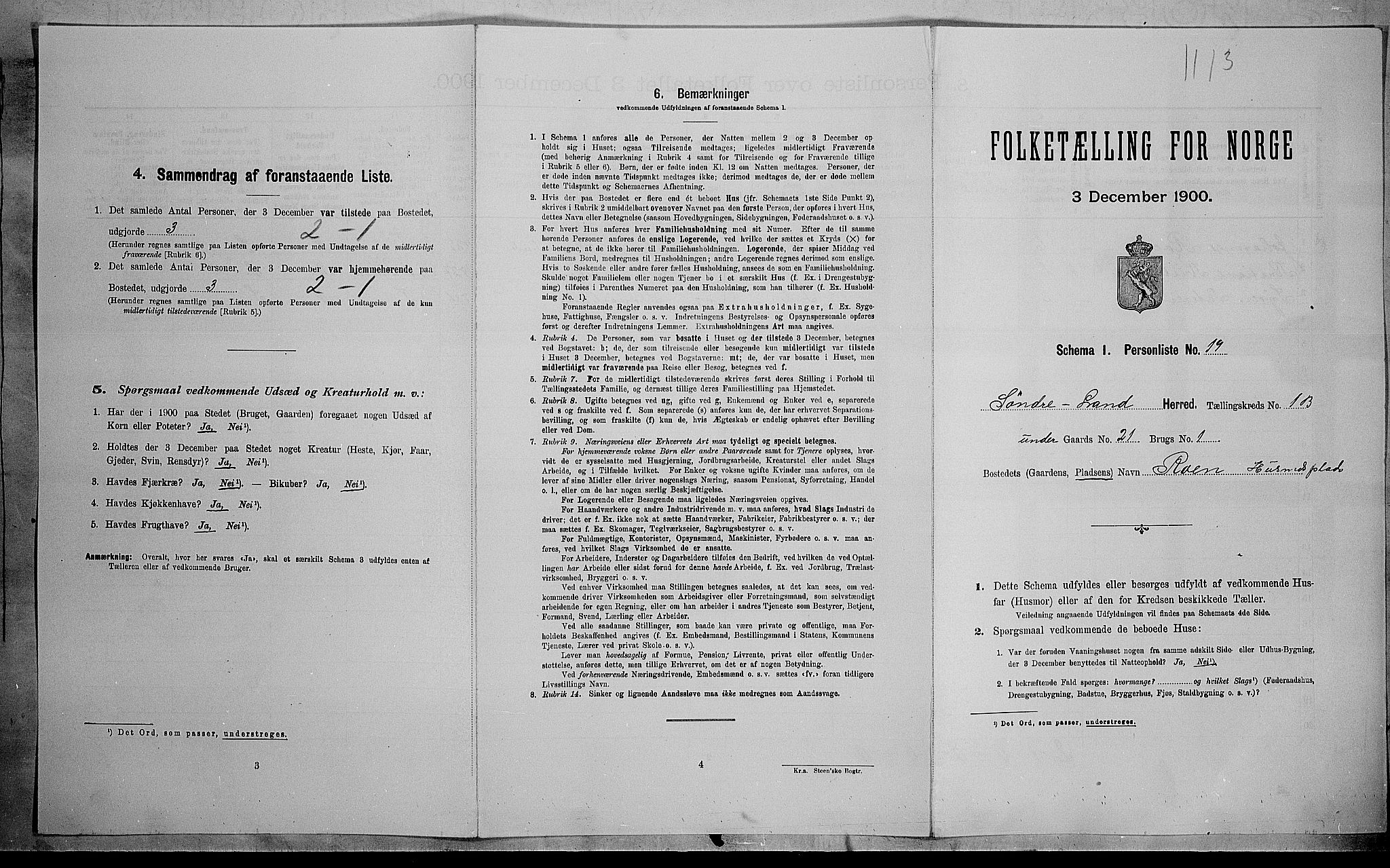 SAH, Folketelling 1900 for 0536 Søndre Land herred, 1900, s. 262
