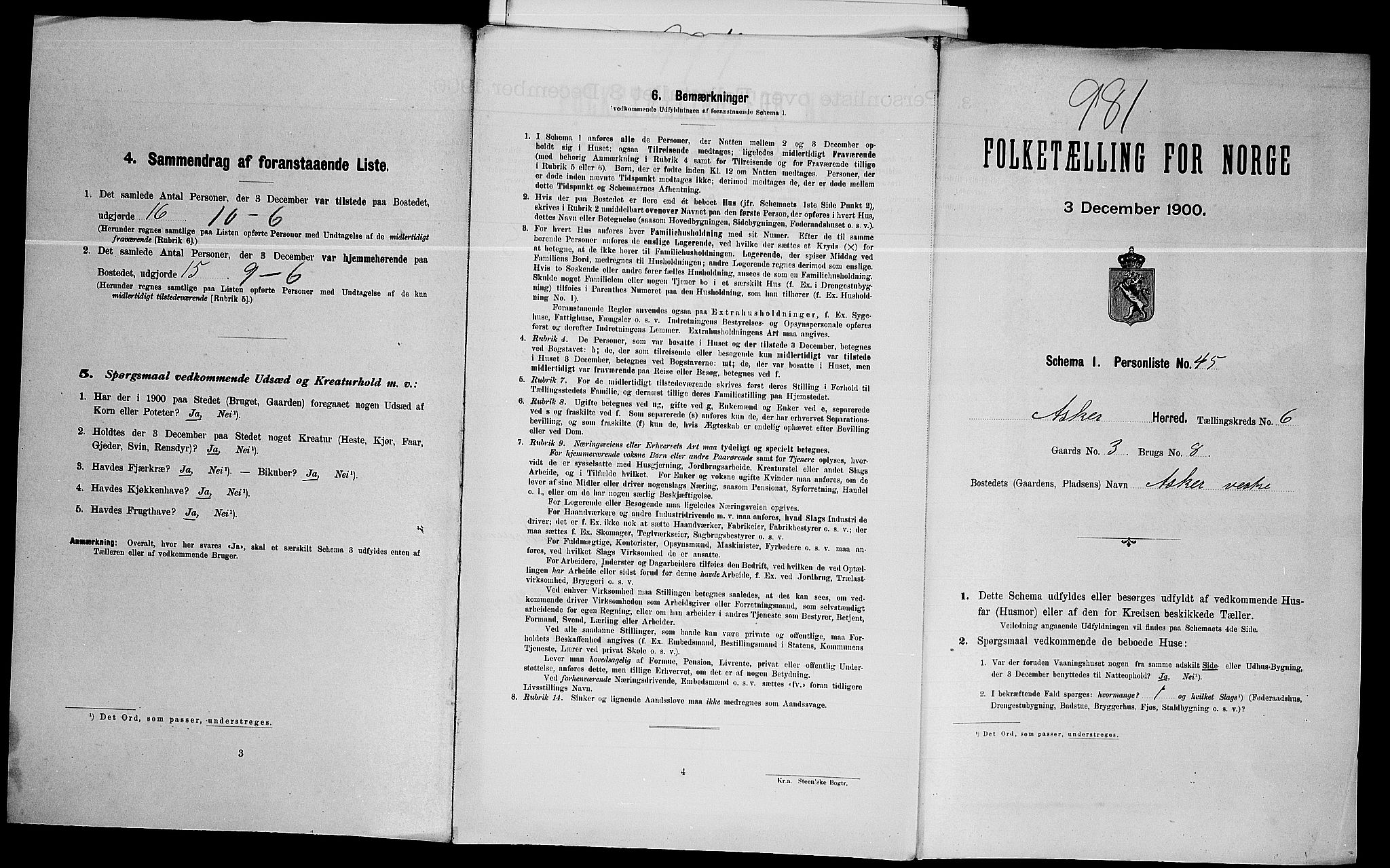 SAO, Folketelling 1900 for 0220 Asker herred, 1900, s. 407