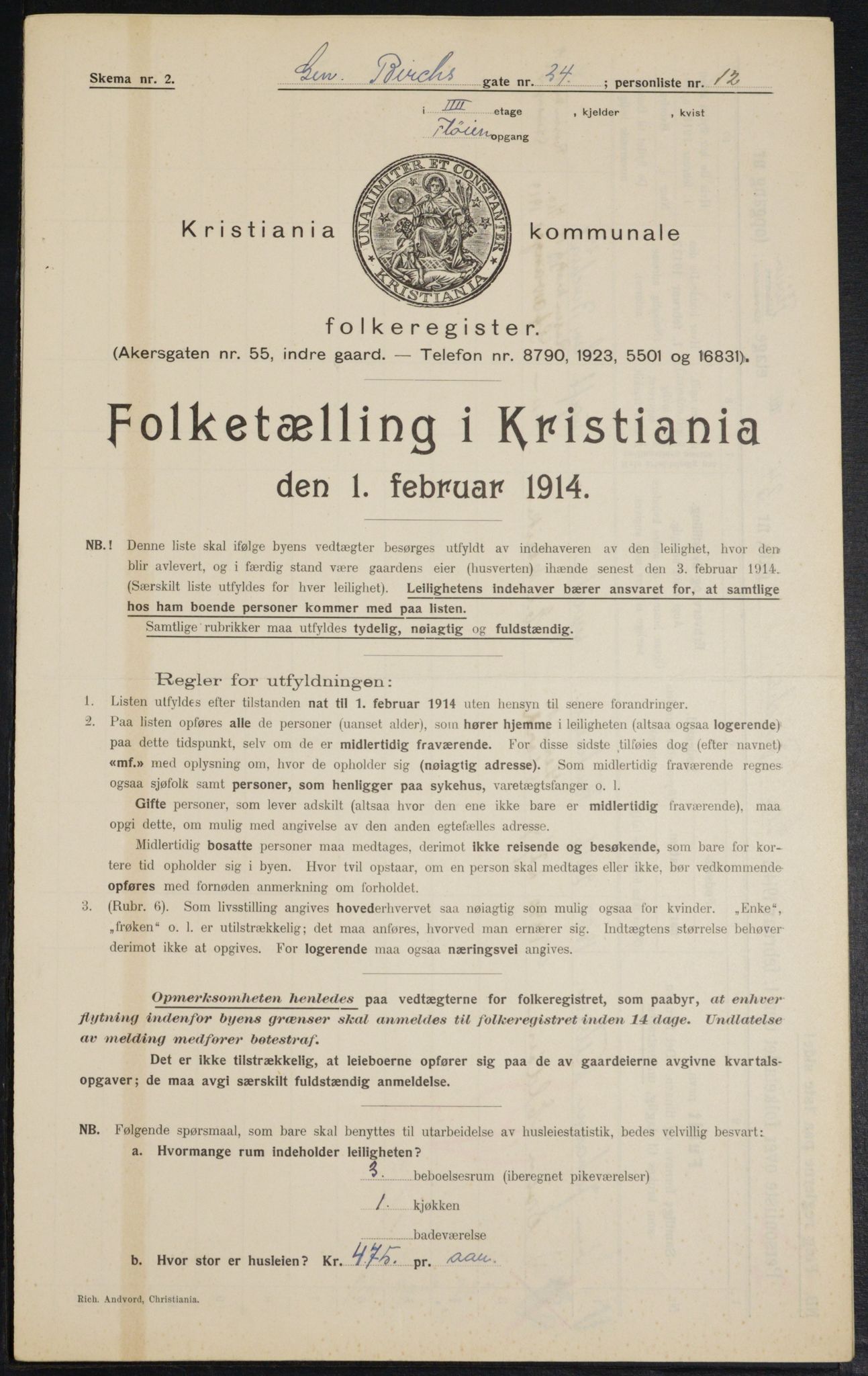 OBA, Kommunal folketelling 1.2.1914 for Kristiania, 1914, s. 29303