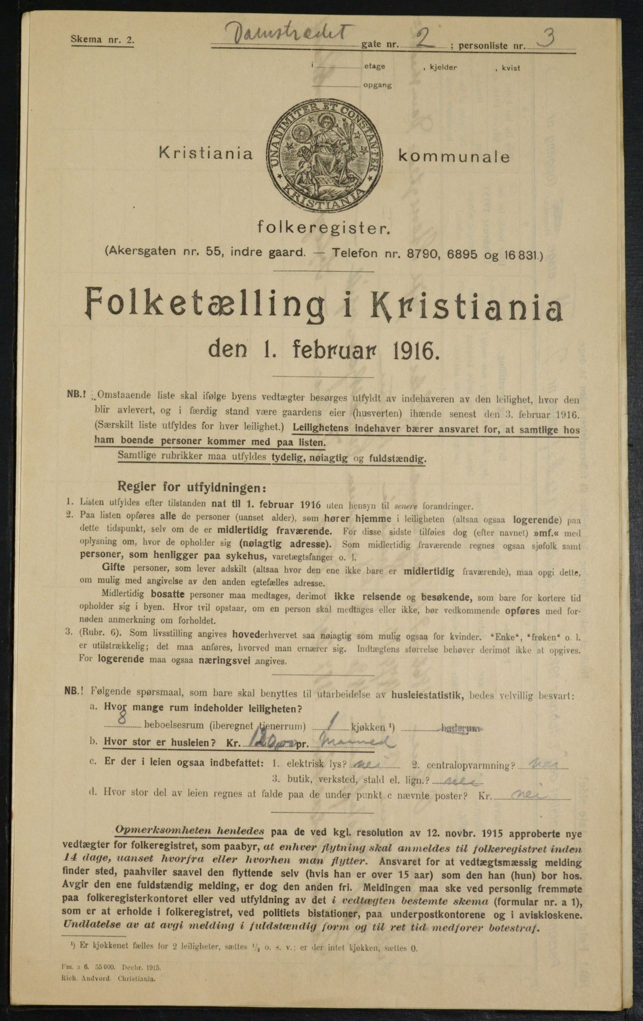 OBA, Kommunal folketelling 1.2.1916 for Kristiania, 1916, s. 14457